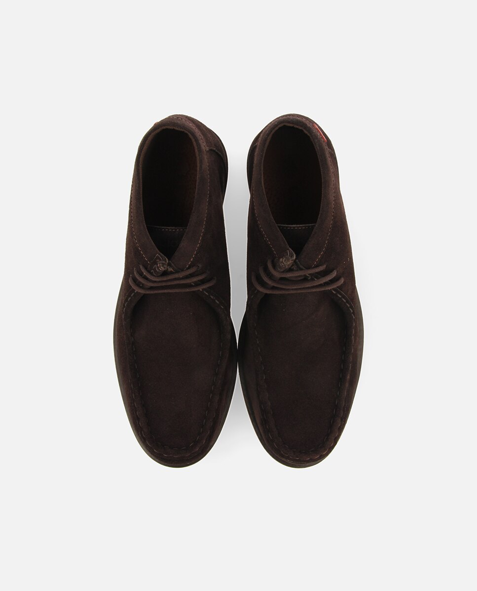 Mocassins Estilo Wallabee com Cordões e Palmilha Acolchoada Castanho-escuro-4