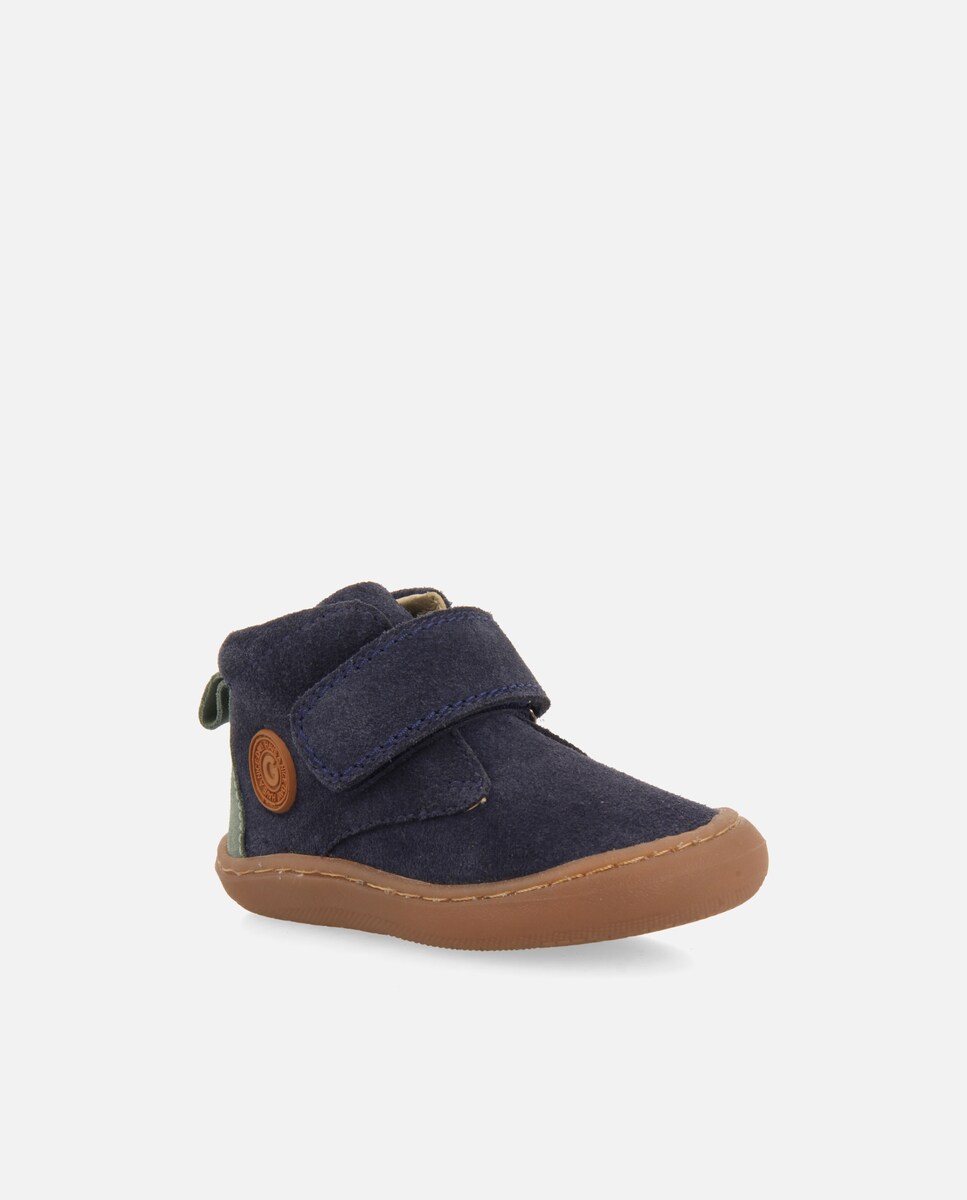 Botas para Bebé Barefoot com Pele de Camurça e Fecho Ajustável Azul-marinho-3