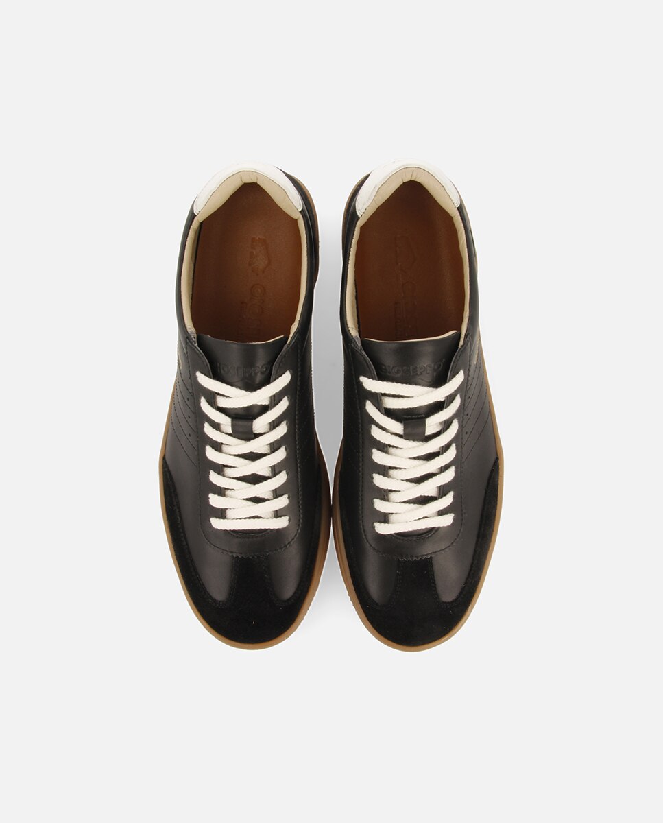Sapatilhas Desportivas Estilo Retro com Sola em Caramelo Preto-4