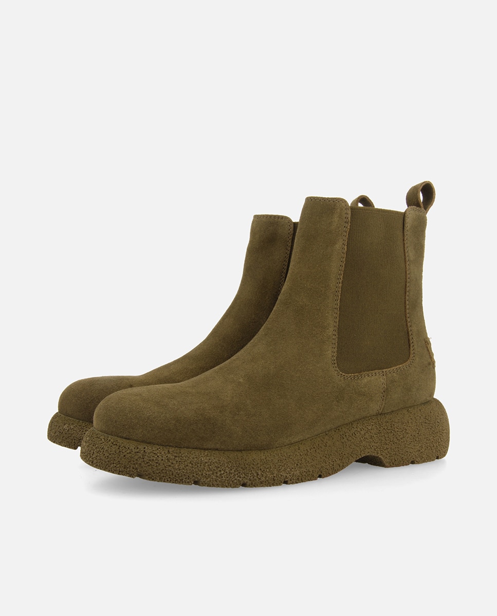 Botins de Camurça Estilo Chelsea Verde-militar-2
