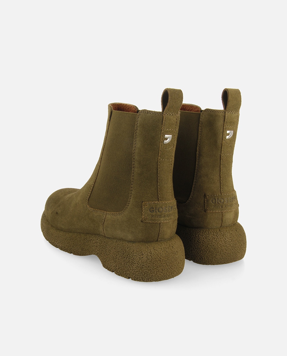 Botins de Camurça Estilo Chelsea Verde-militar-3