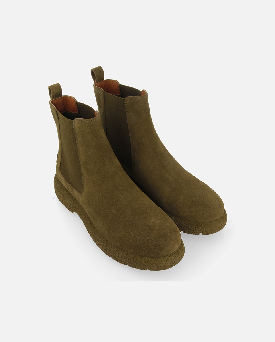 Botins de Camurça Estilo Chelsea Verde-militar-4