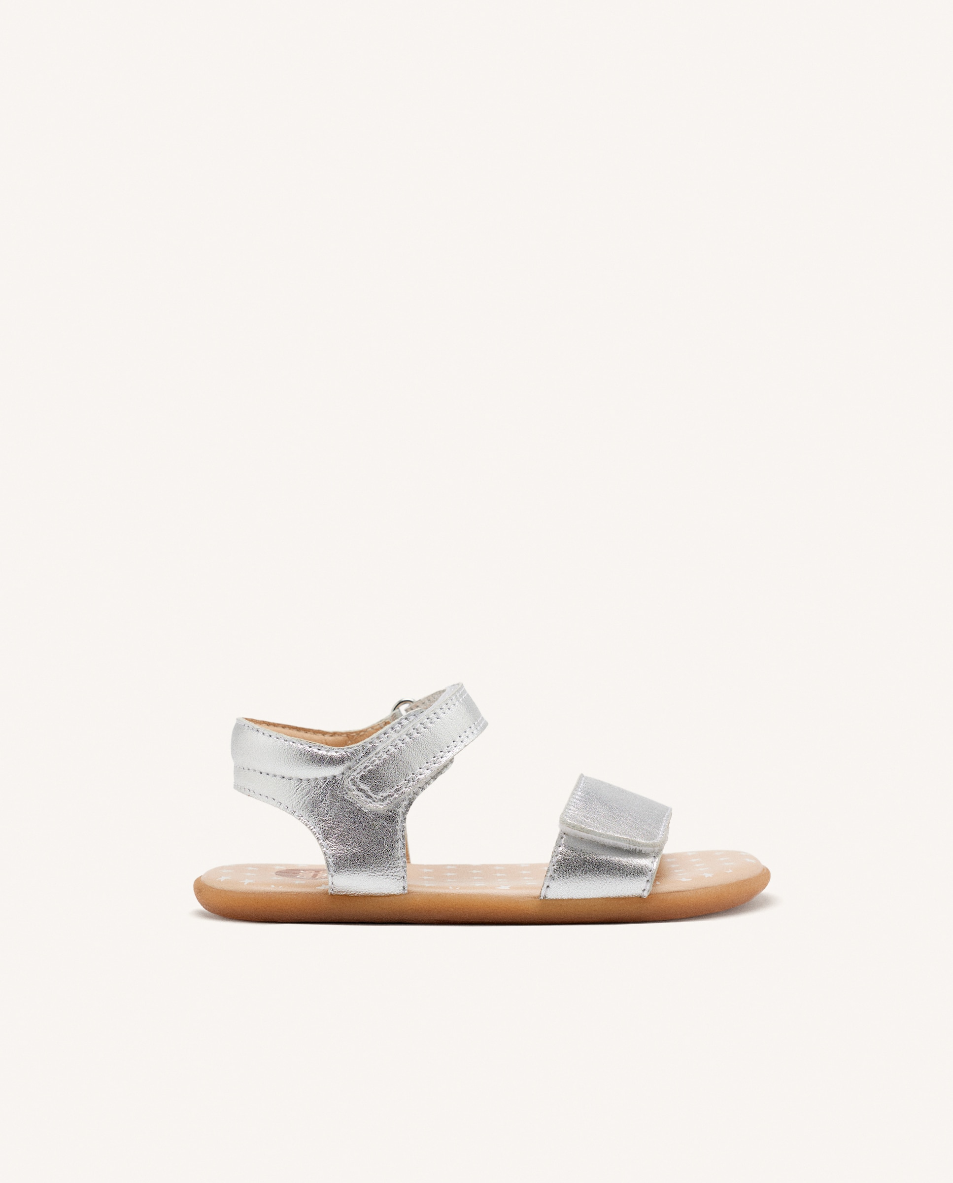 Sandálias Abertas Infantil Barefoot de Pele Metalizada com Velcro Gioseppo Cinzento-1