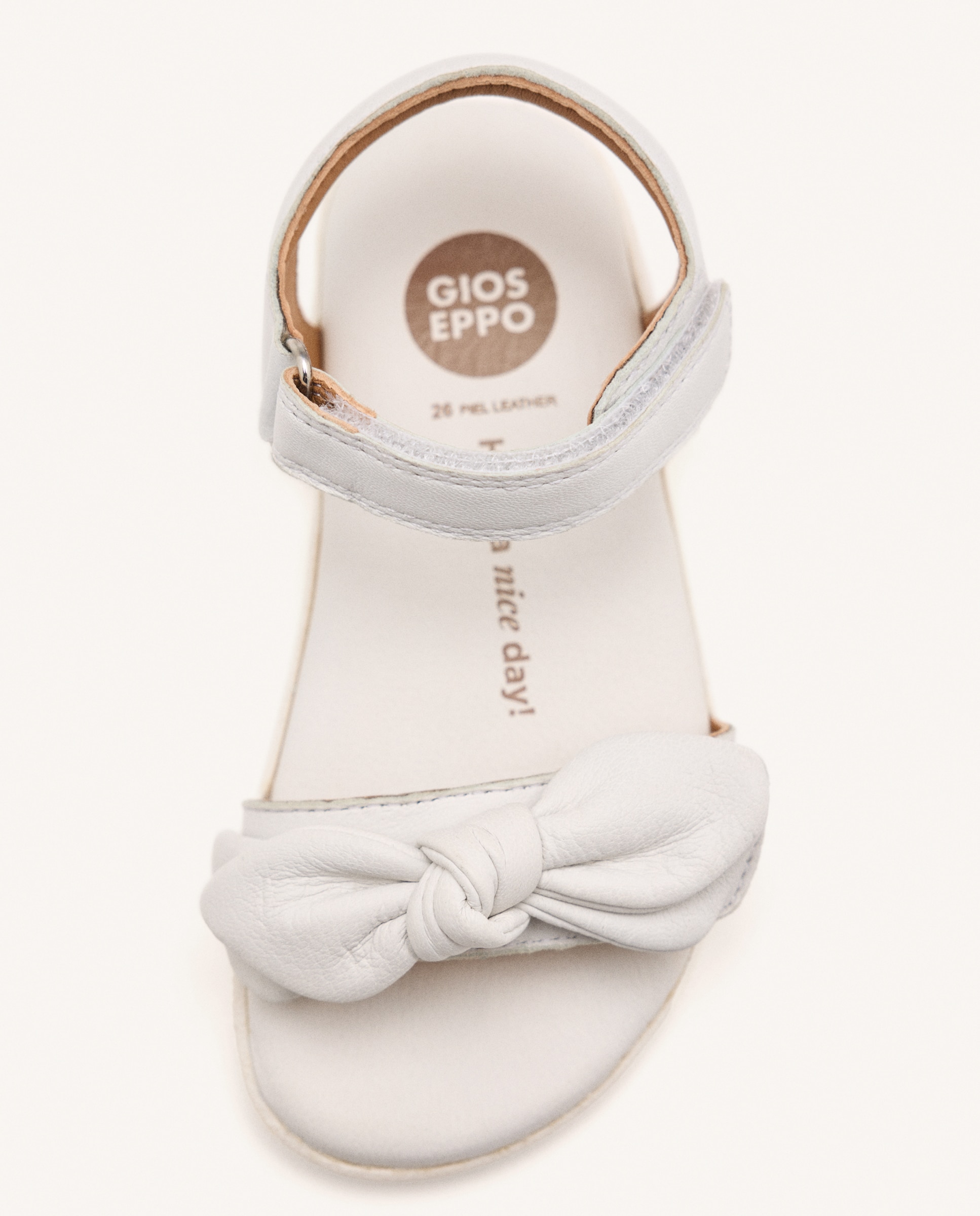Sandálias para Bebé Barefoot de Pele com Adorno de Laço Cinzento-3