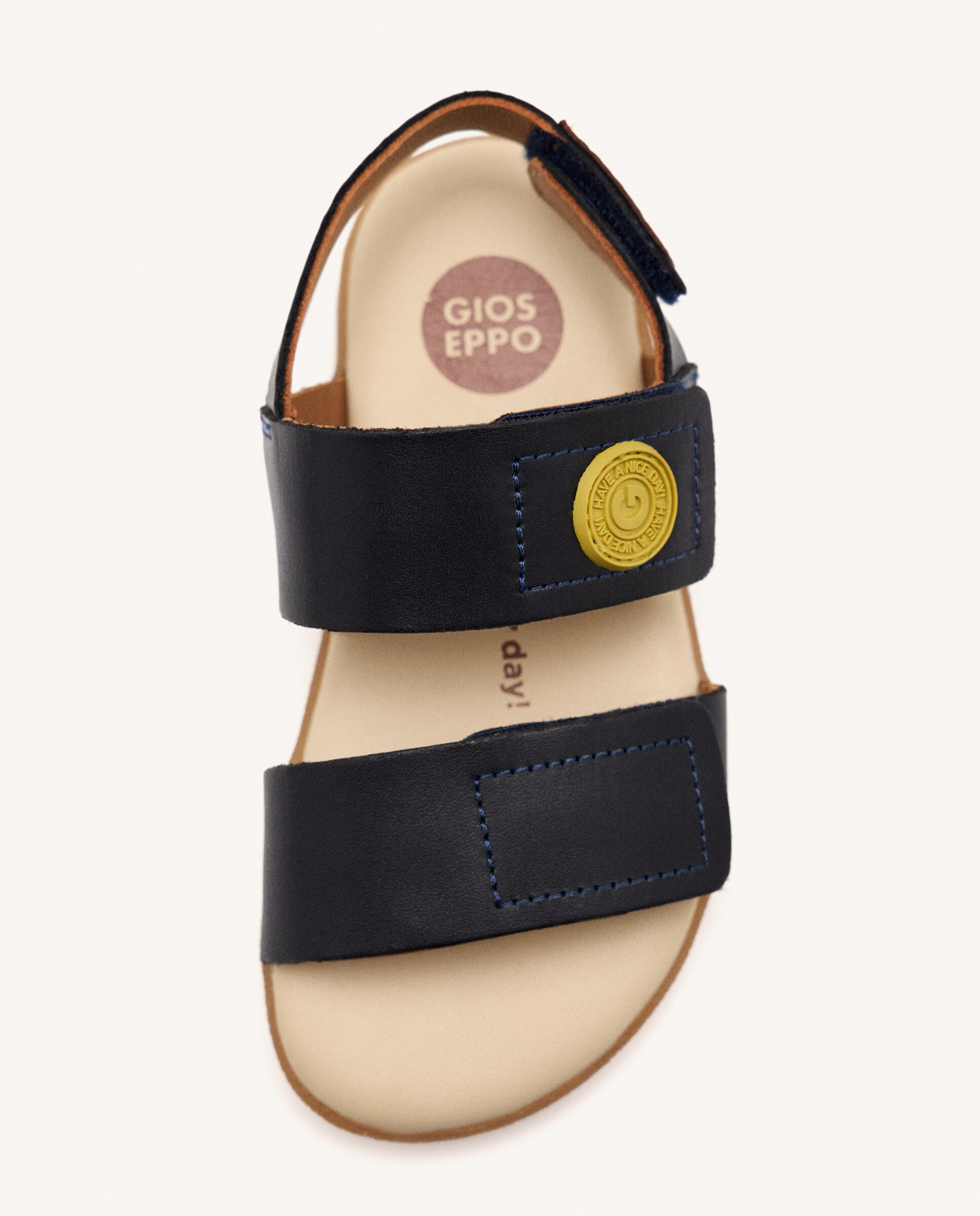 Sandálias Abertas Infantil Barefoot de Pele com Fecho Duplo Azul-3