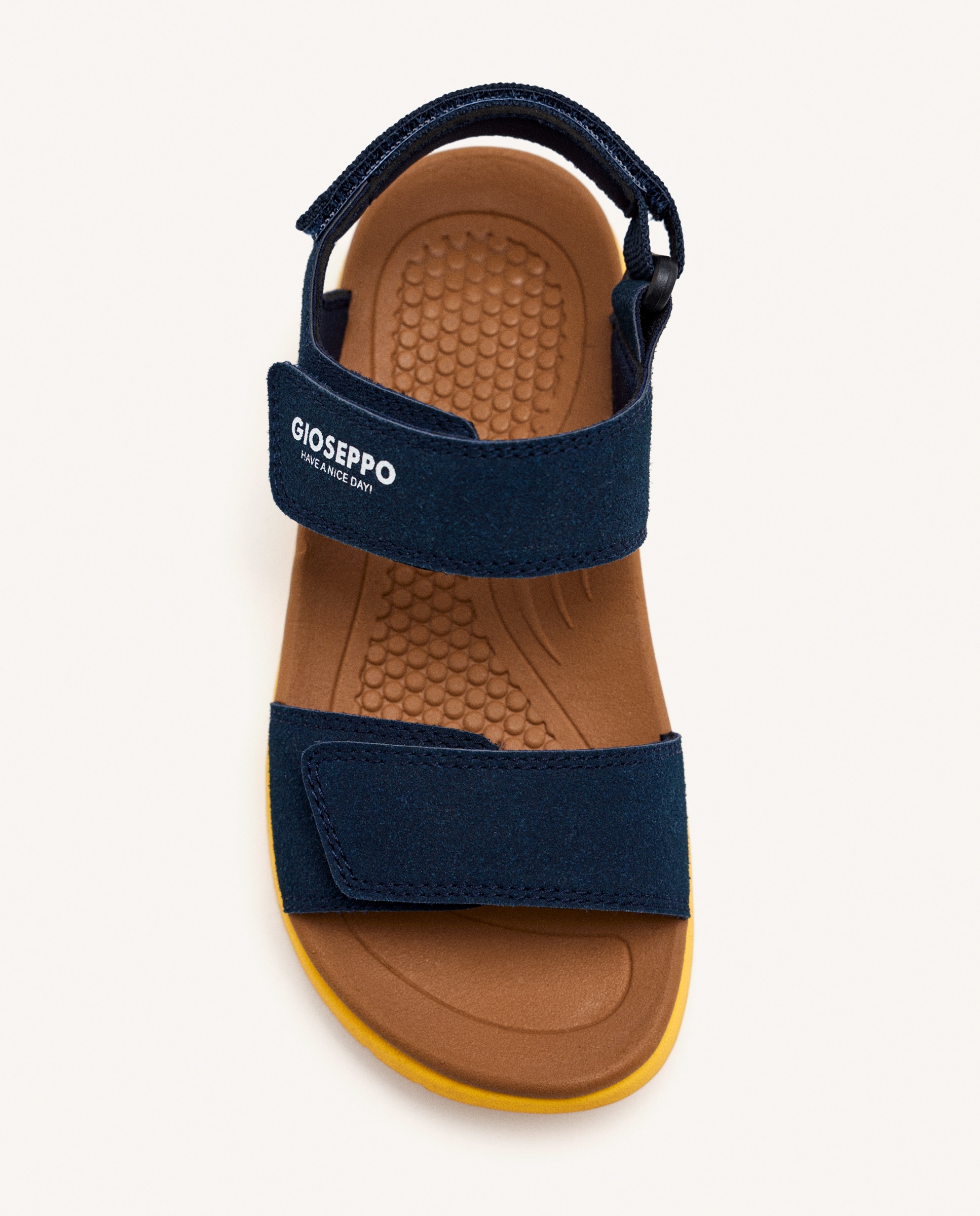Sandálias Abertas Leves com Velcro Duplo e Sola Amarela Gioseppo Azul-marinho-3
