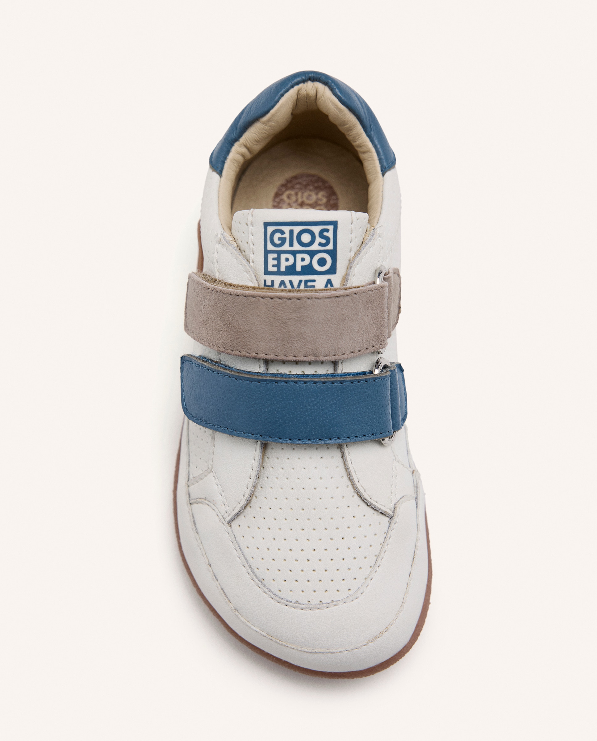 Sapatilhas de Pele Infantil Barefoot Tipo Bambas de Pele Azul / Branco-3
