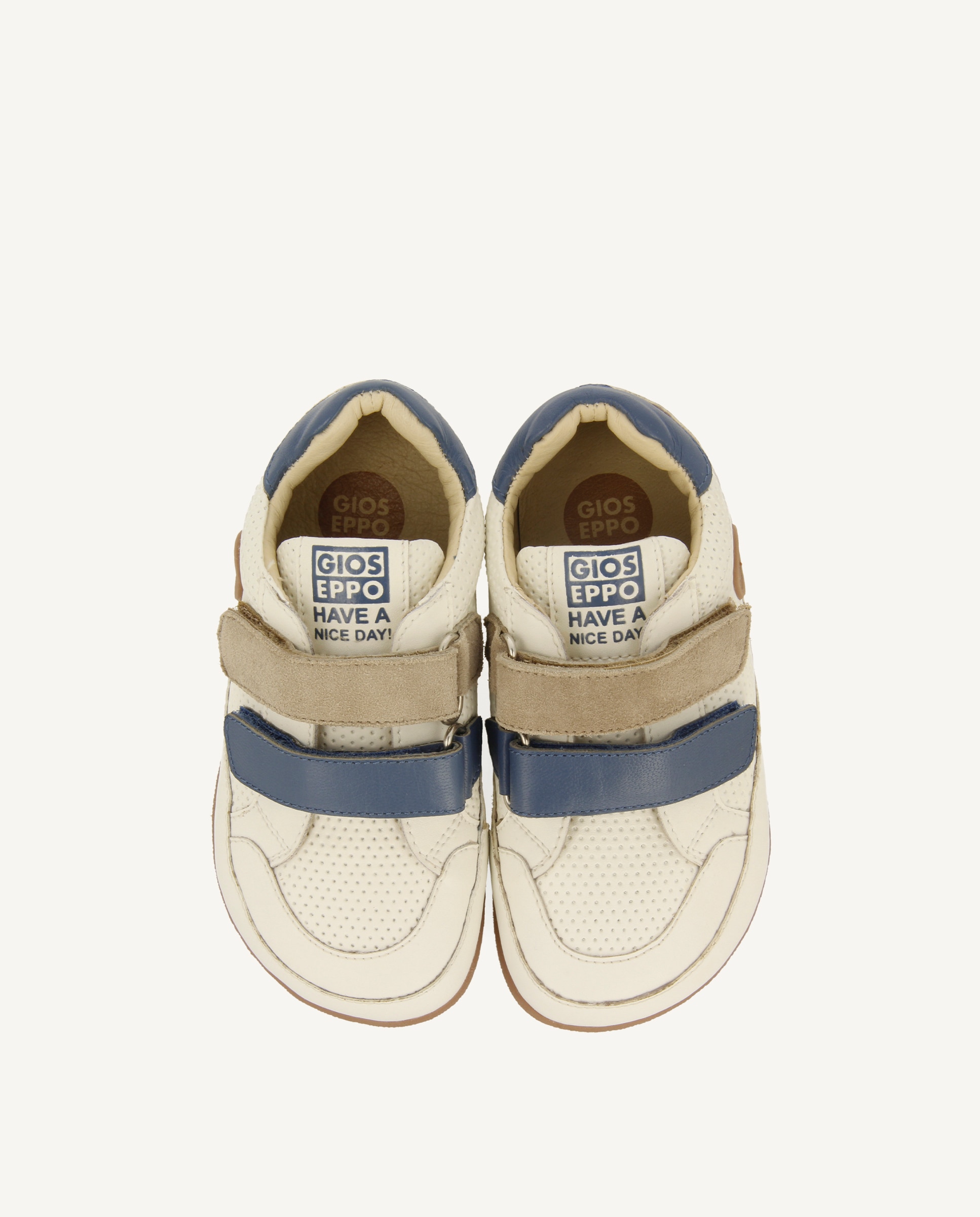 Sapatilhas de Pele Infantil Barefoot Tipo Bambas de Pele Azul / Branco-4