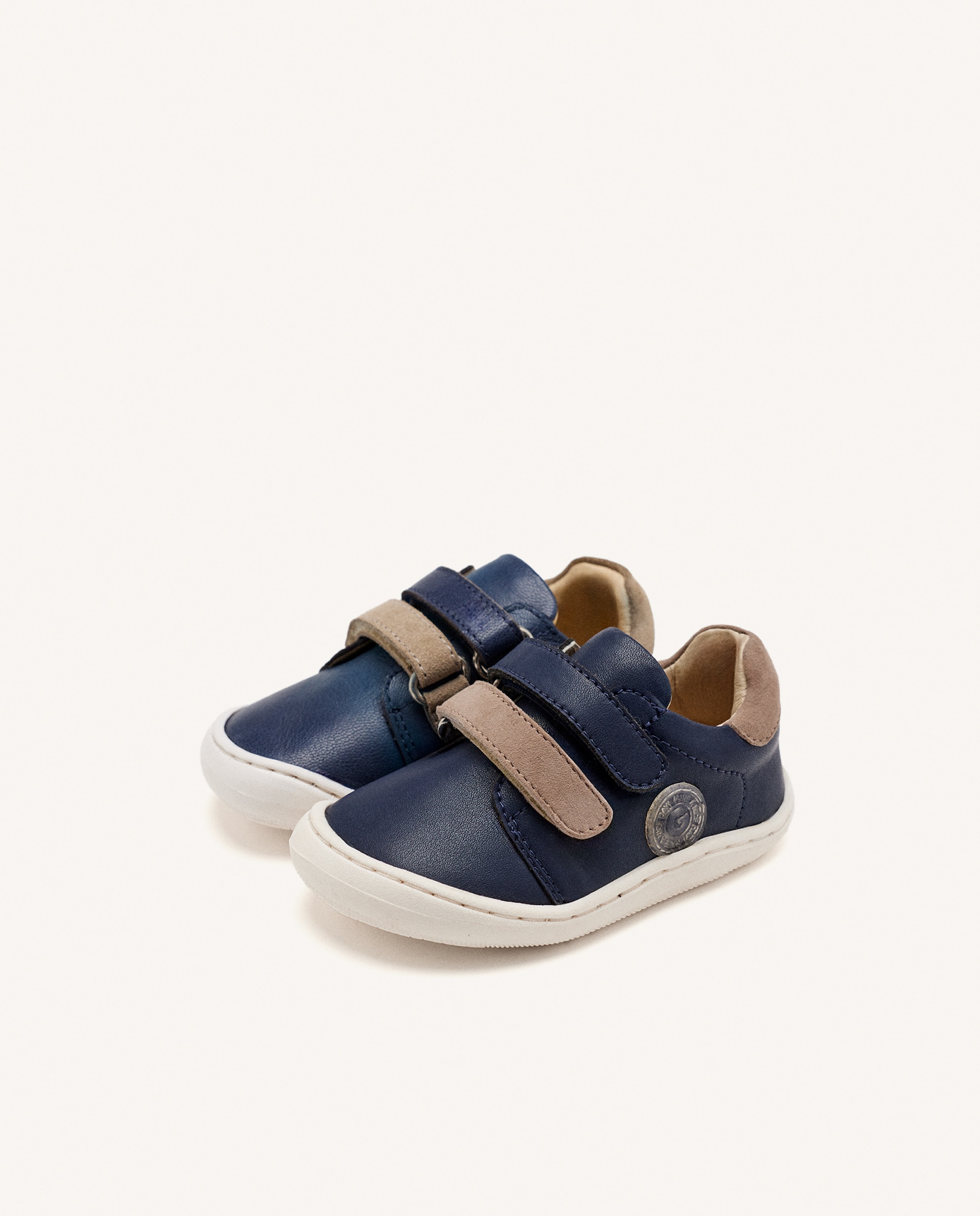 Sapatilhas de Pele Infantil Barefoot Tipo Bambas de Pele Azul-2
