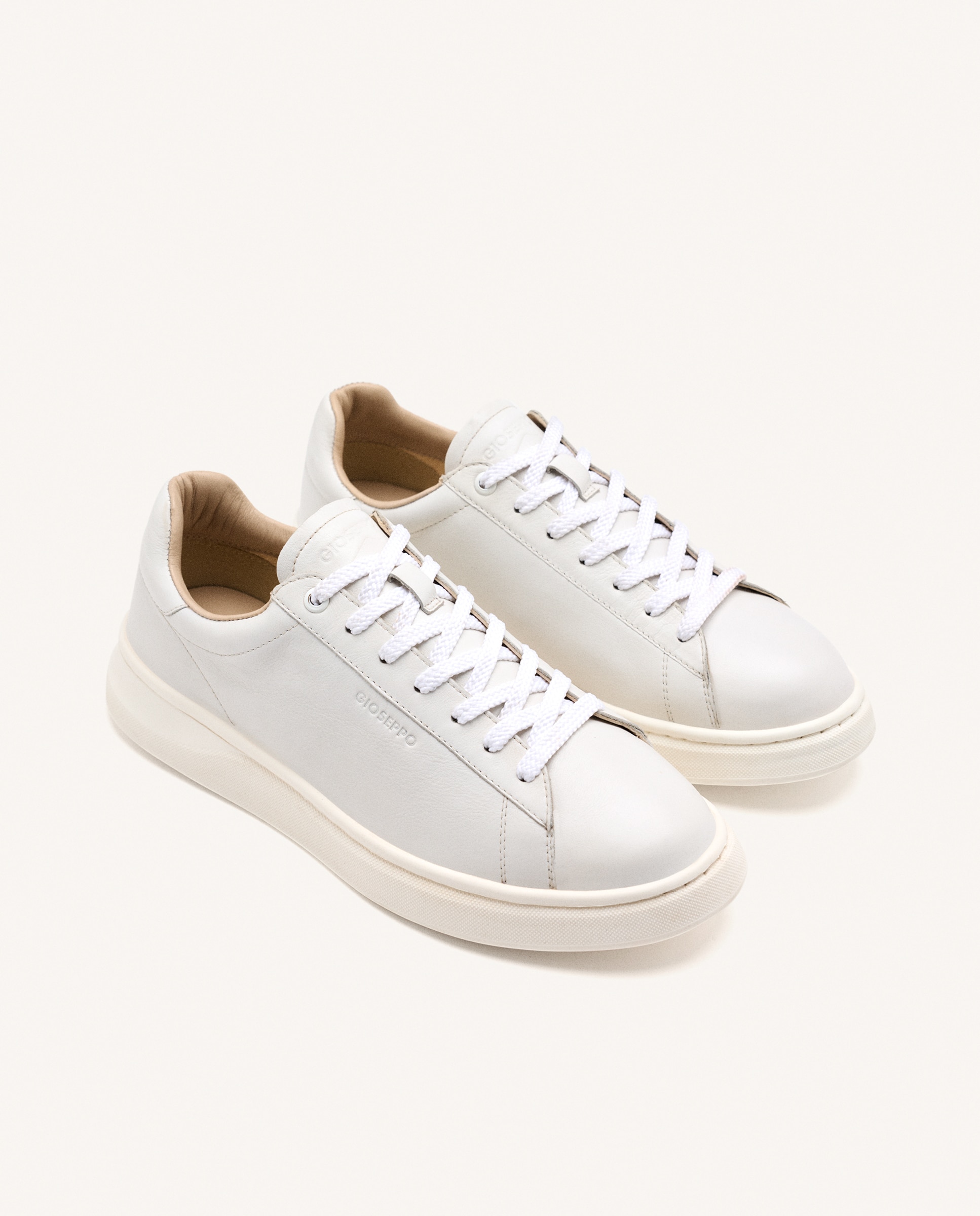 Desportivas de Pele e Palmilha Acolchoada Branco-2