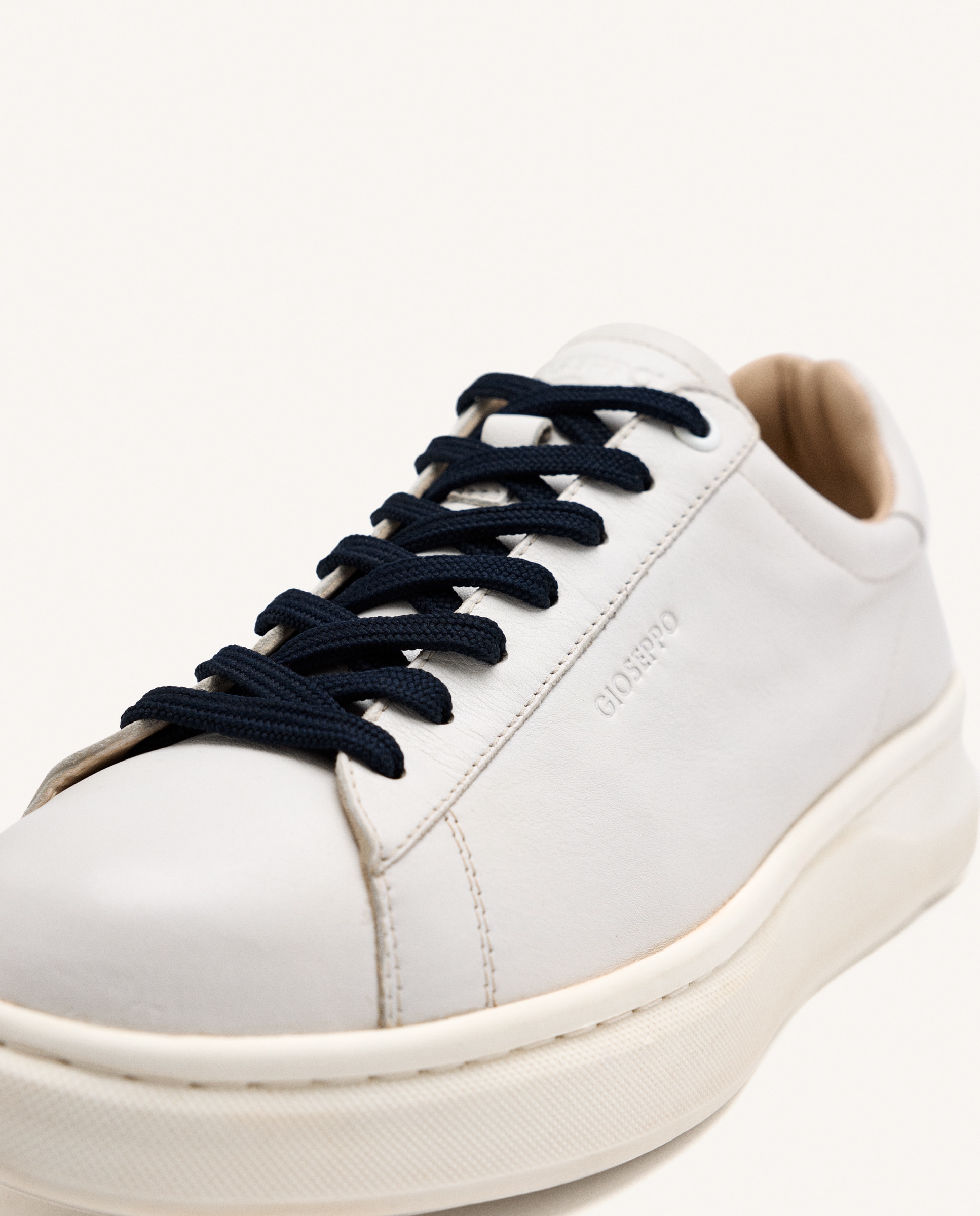 Desportivas de Pele e Palmilha Acolchoada Branco-4