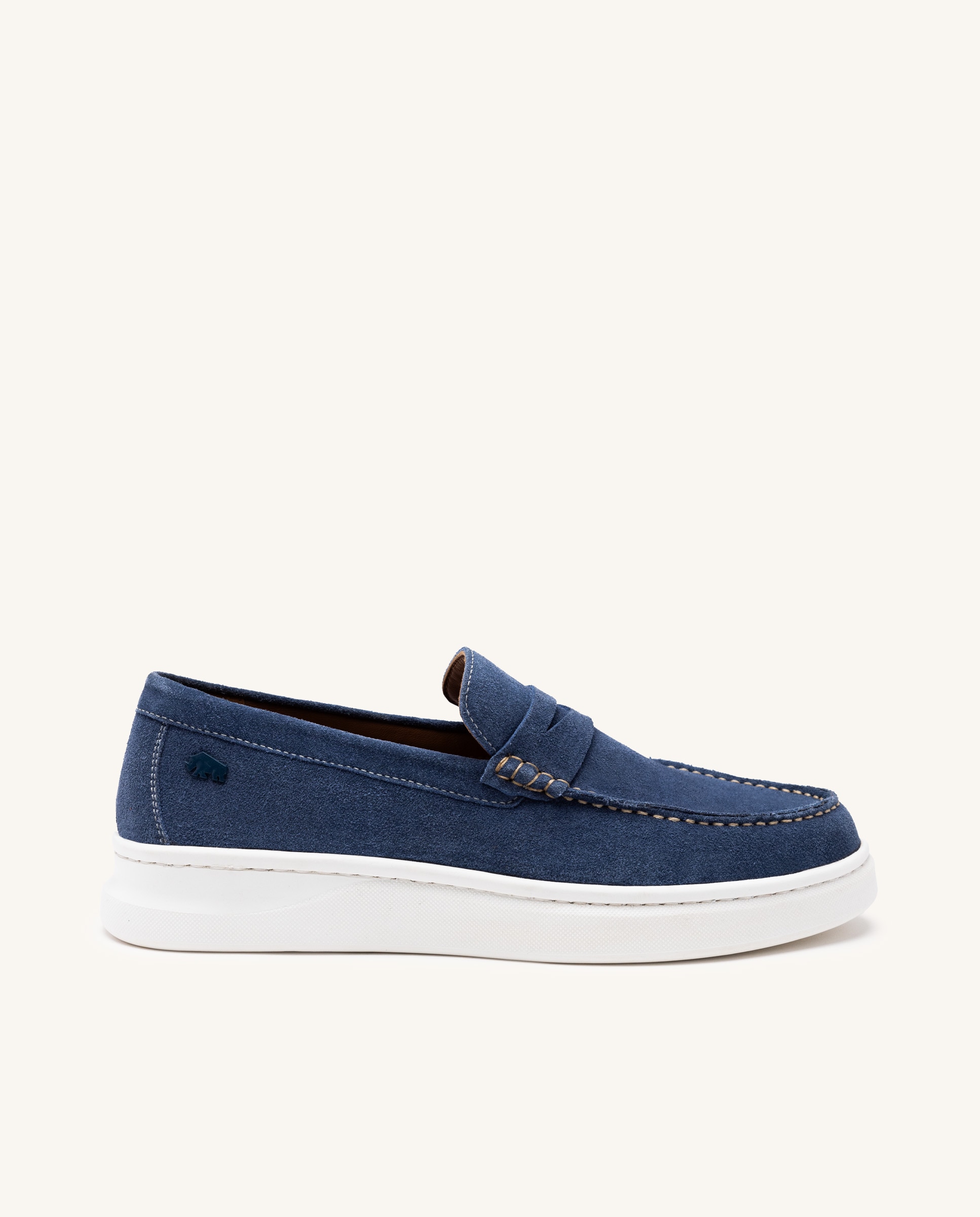 Mocassins Tipo Wallabees de Pele Camurça Azul-marinho-1