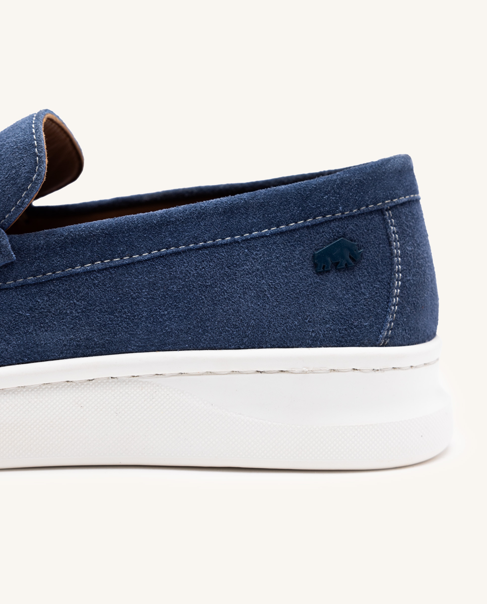 Mocassins Tipo Wallabees de Pele Camurça Azul-marinho-3