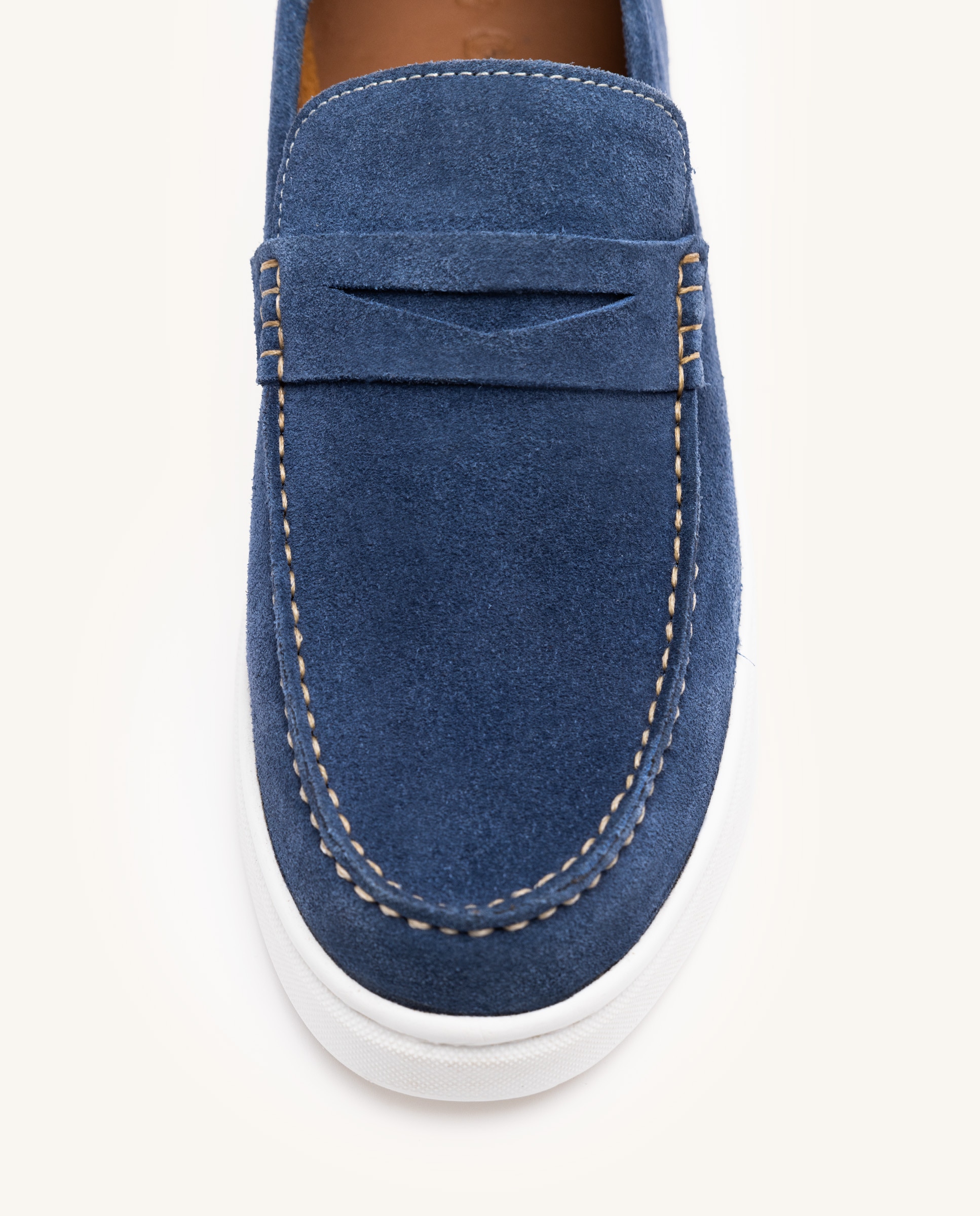 Mocassins Tipo Wallabees de Pele Camurça Azul-marinho-4