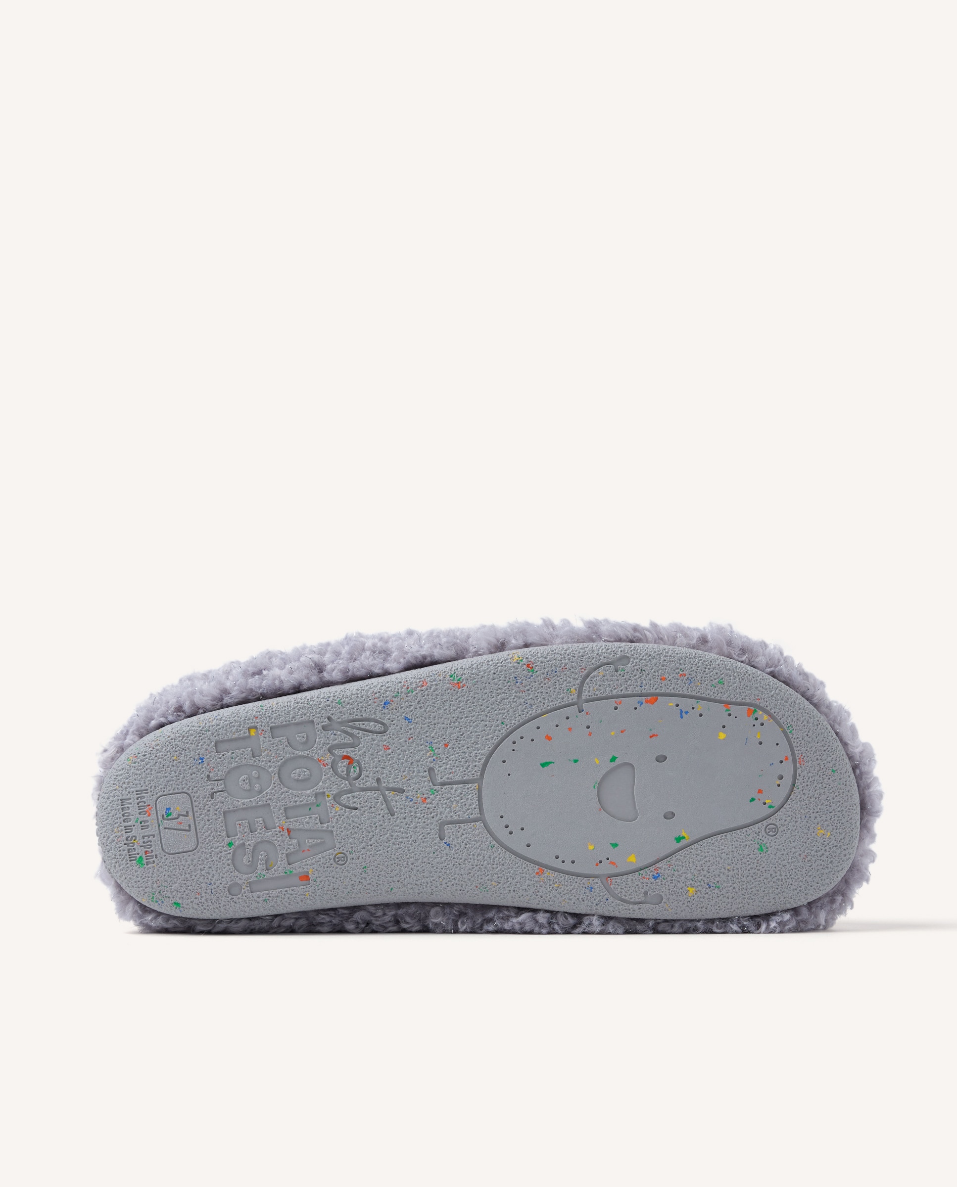 Pantufas Abertas com Pelo Efeito Pelo de Ovelha e Brilho Cinzento-4