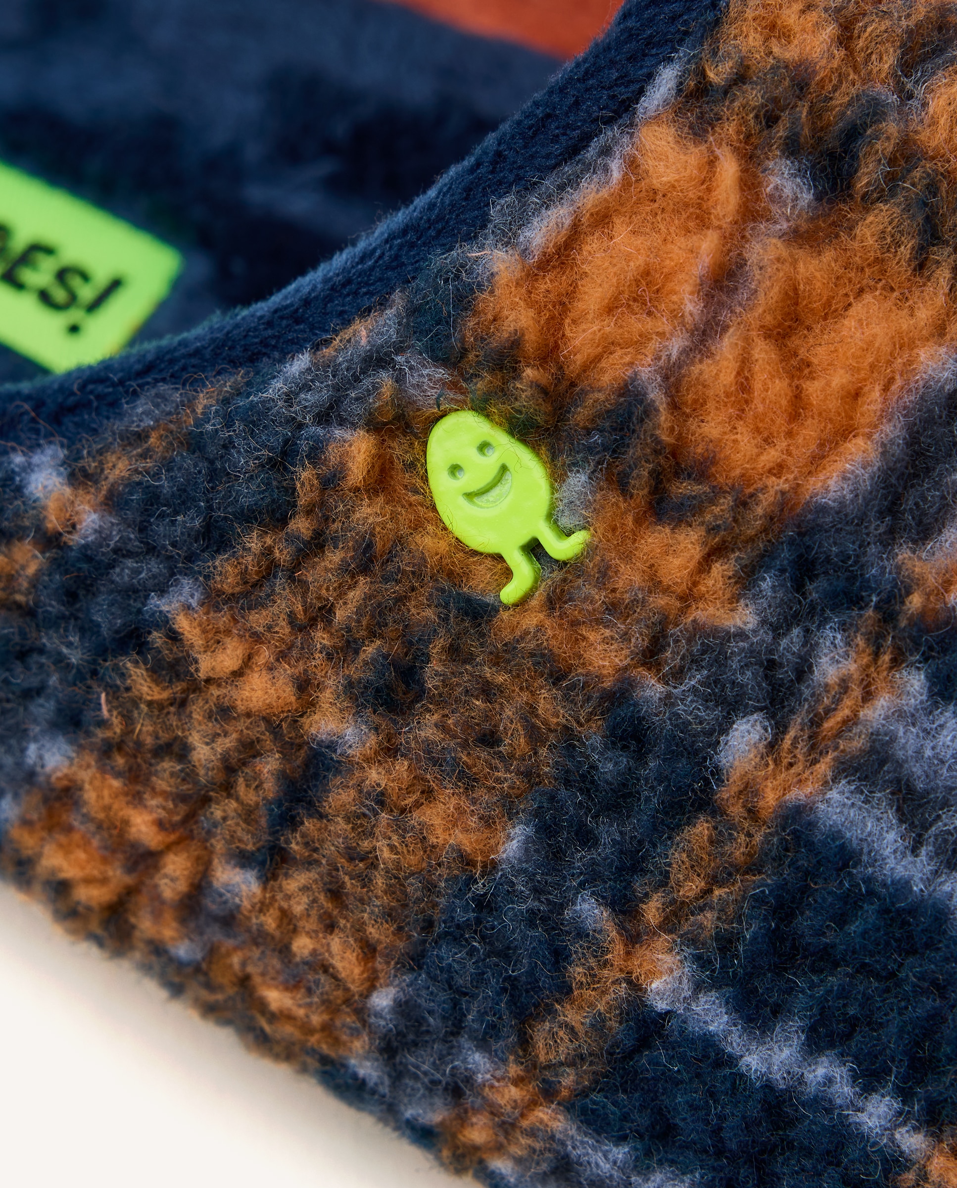 Pantufas de Pelo Efeito Borreguito com Estampado Aos Quadrados Azul-marinho-5