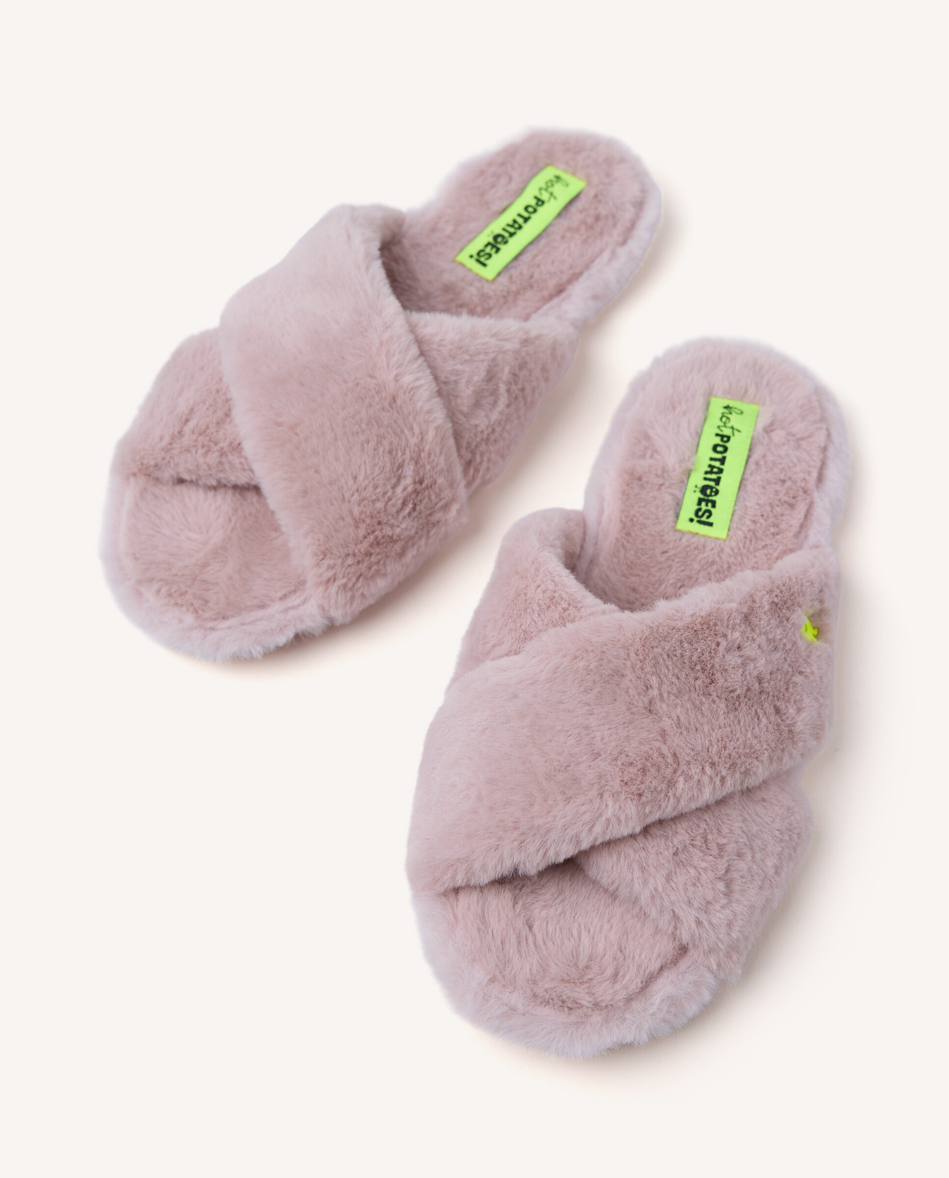 Pantufas Abertas Tipo Palas de Pelo com Palmilha Acolchoada Rosa-claro-3