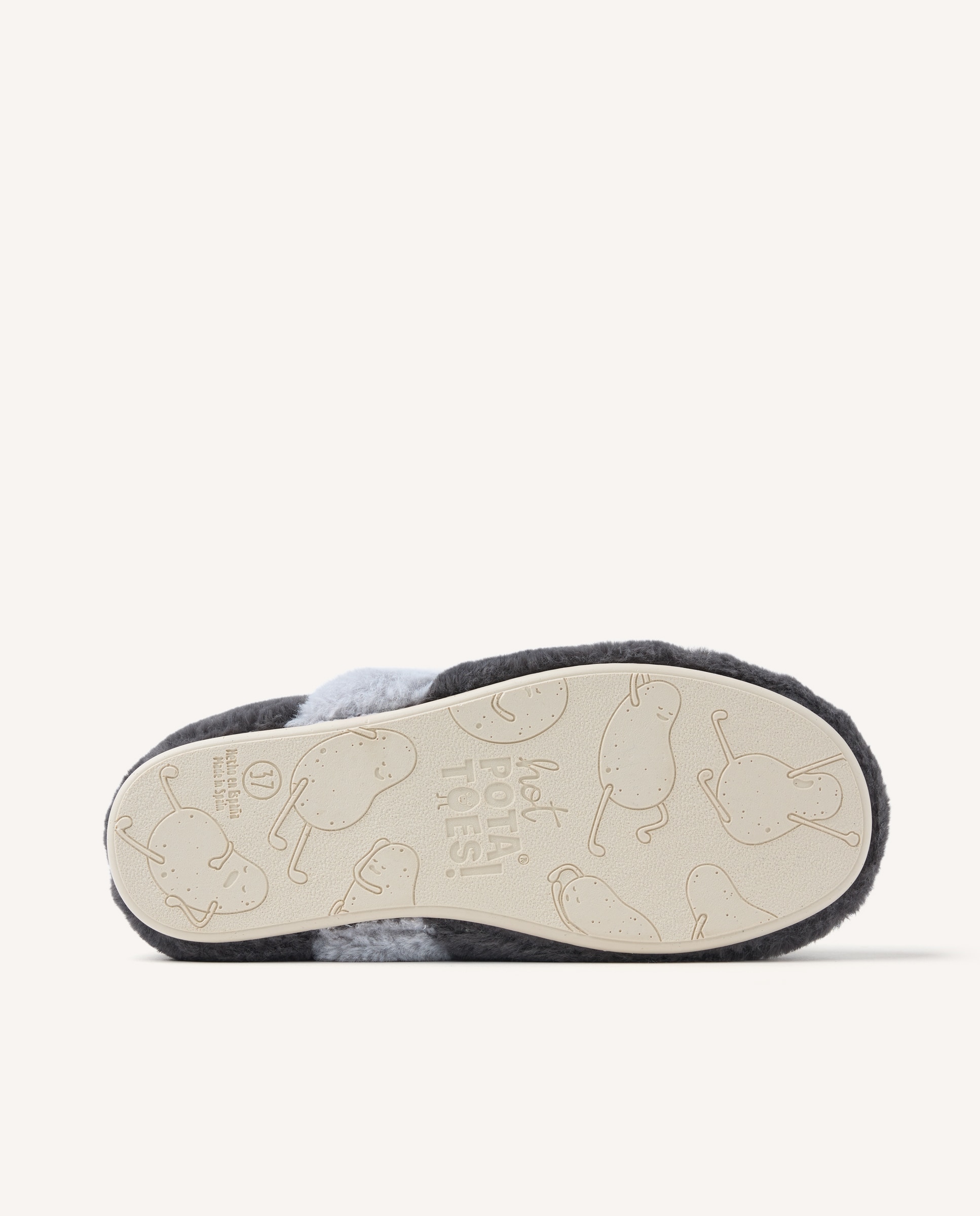 Pantufas Abertas de Pelo com Calcanhar Fechado Cinzento-escuro-5