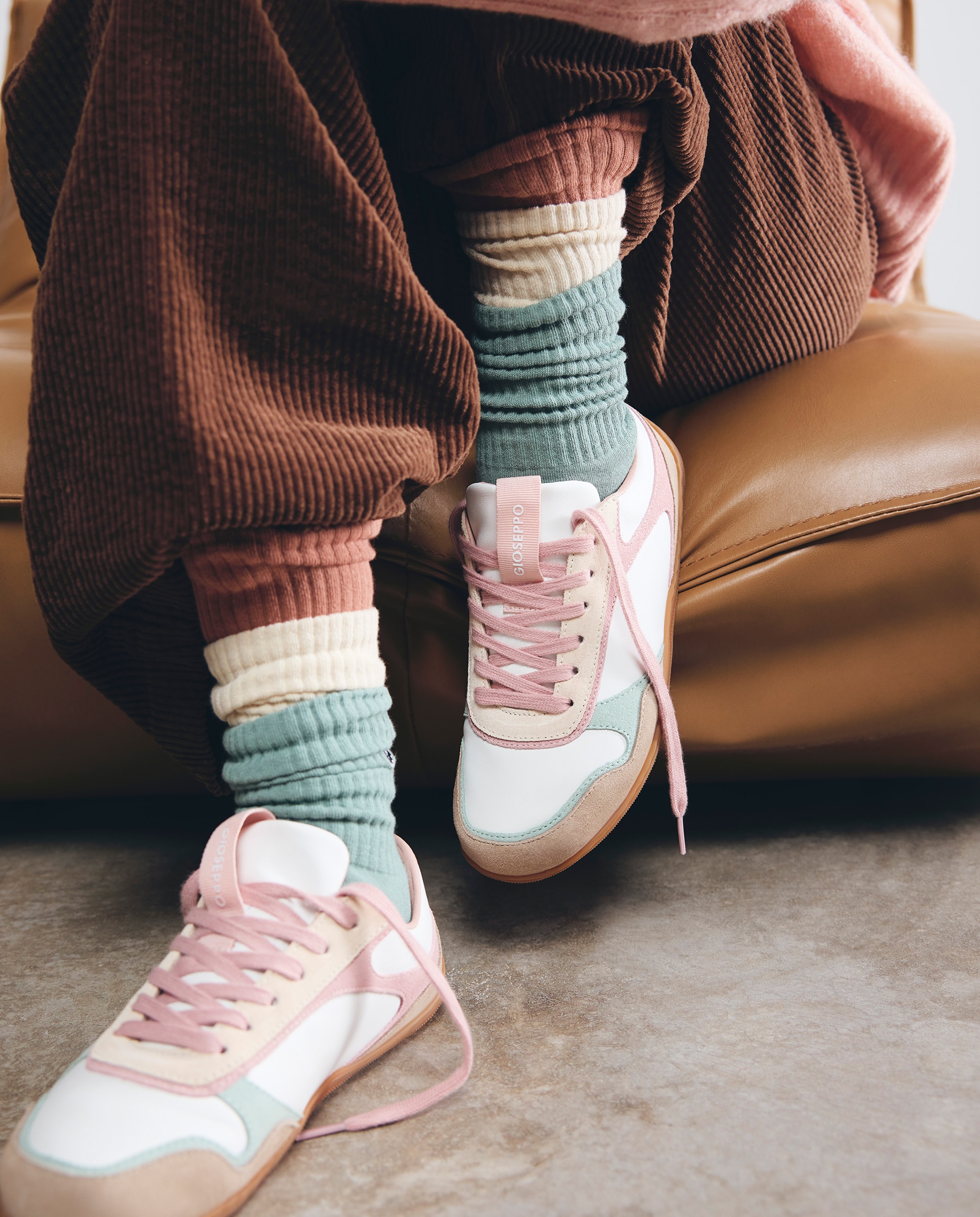 Sapatilhas Desportivas de Pele Rosa Rosa-7