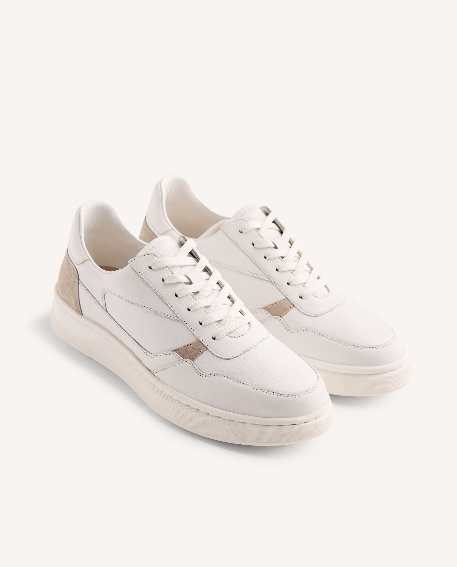 Sapatilhas de Pele Tipo Bambas com Plataforma Branco-2