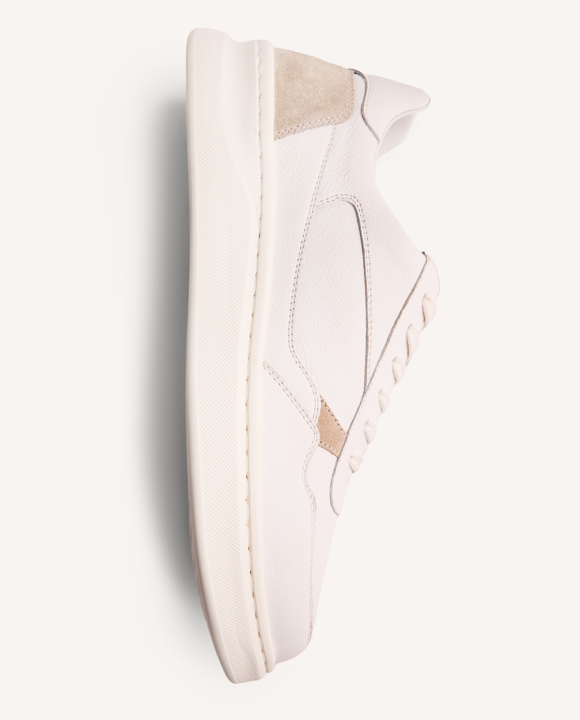 Sapatilhas de Pele Tipo Bambas com Plataforma Branco-5