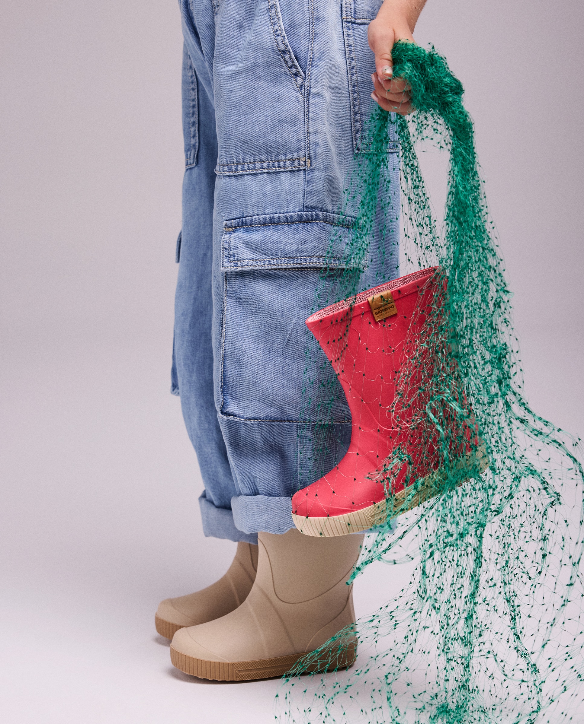 Botas de Água Infantil com Biqueira Ampla e Sola Antiderrapante Bege-6