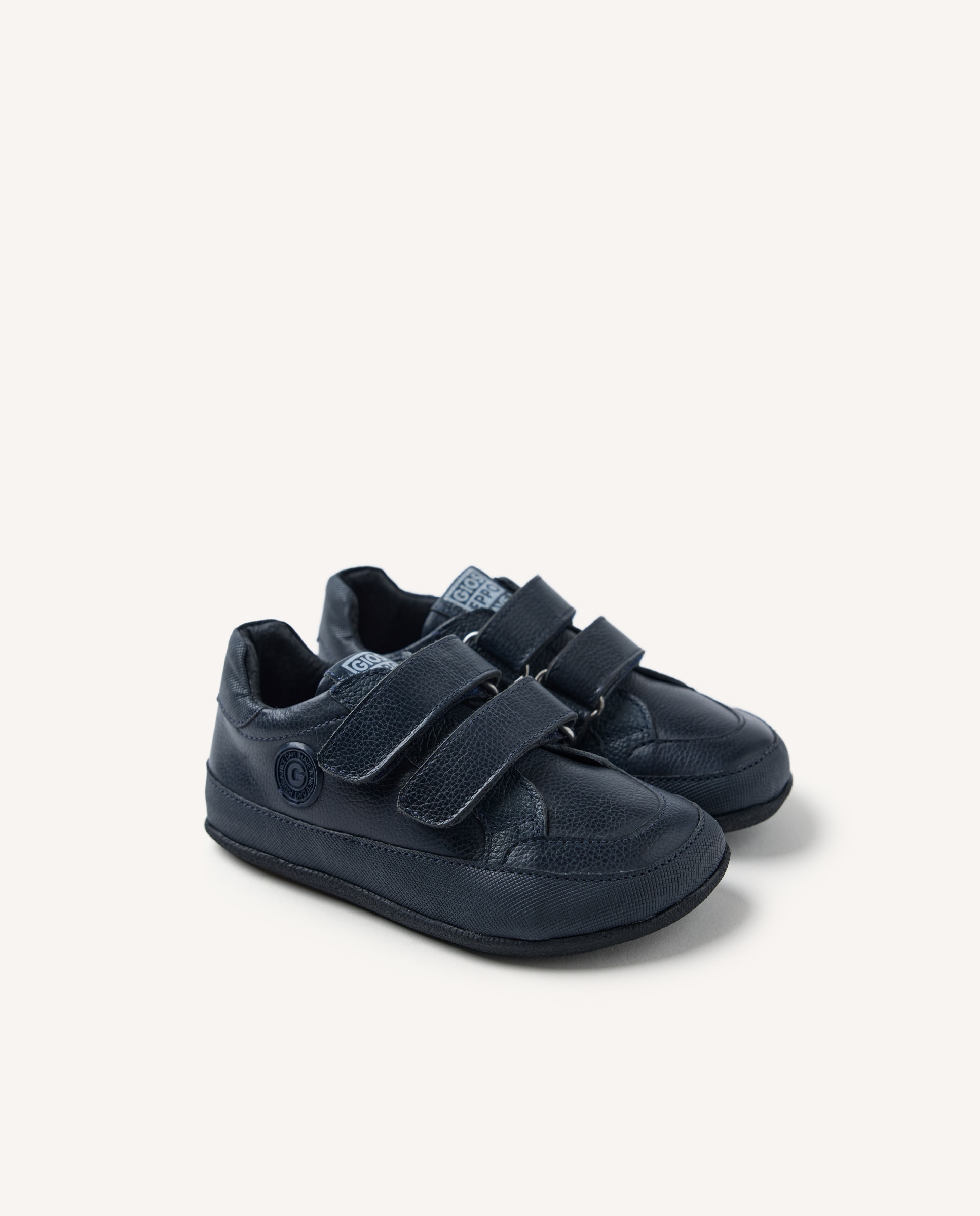 Sapatilhas Desportivas Colegiais Barefoot de Pele com Fecho Duplo Ajustável Gioseppo Azul-marinho-2
