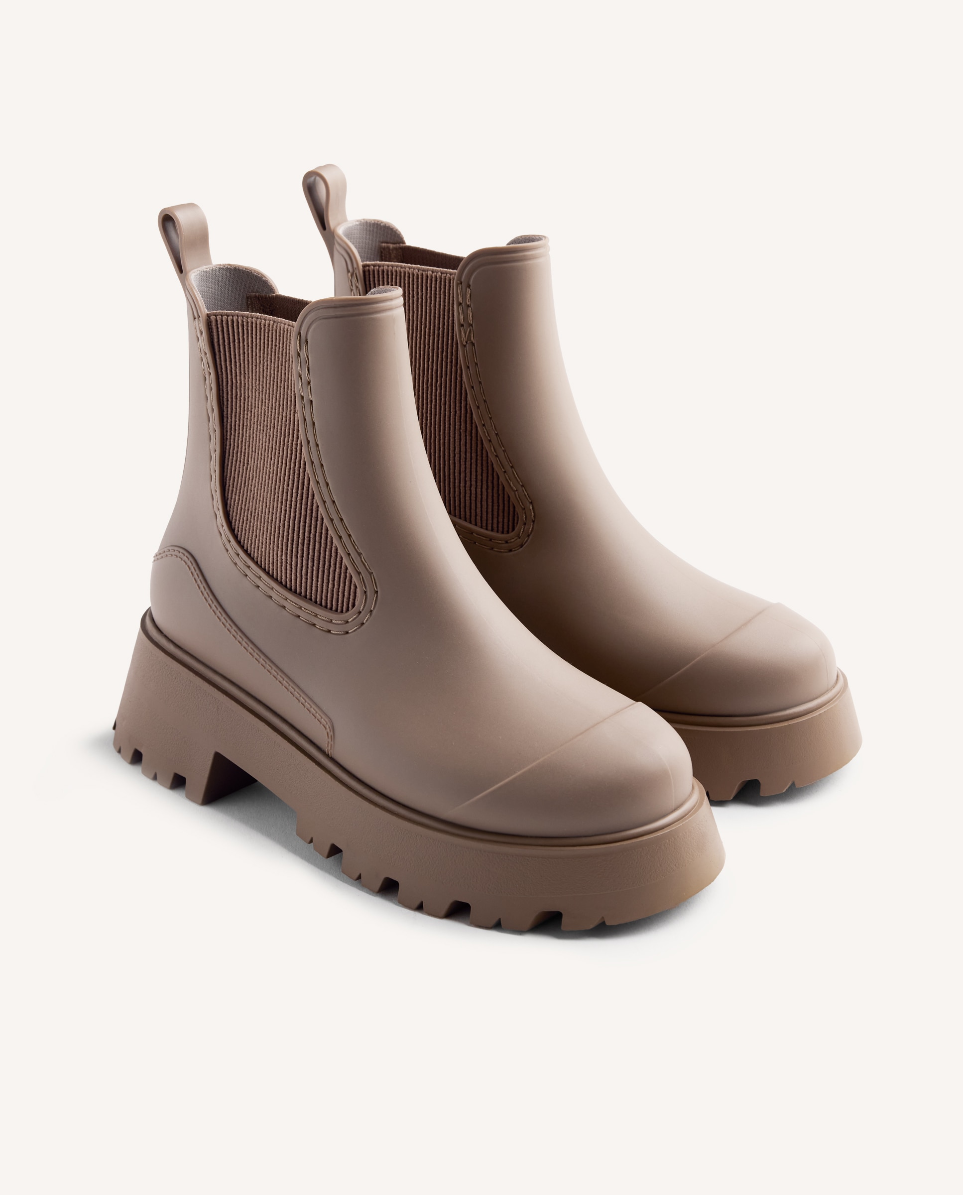 Botins de Água com Plataforma com Palmilha Acolchoada e Elásticos Laterais Do Cano Castanho-claro-2