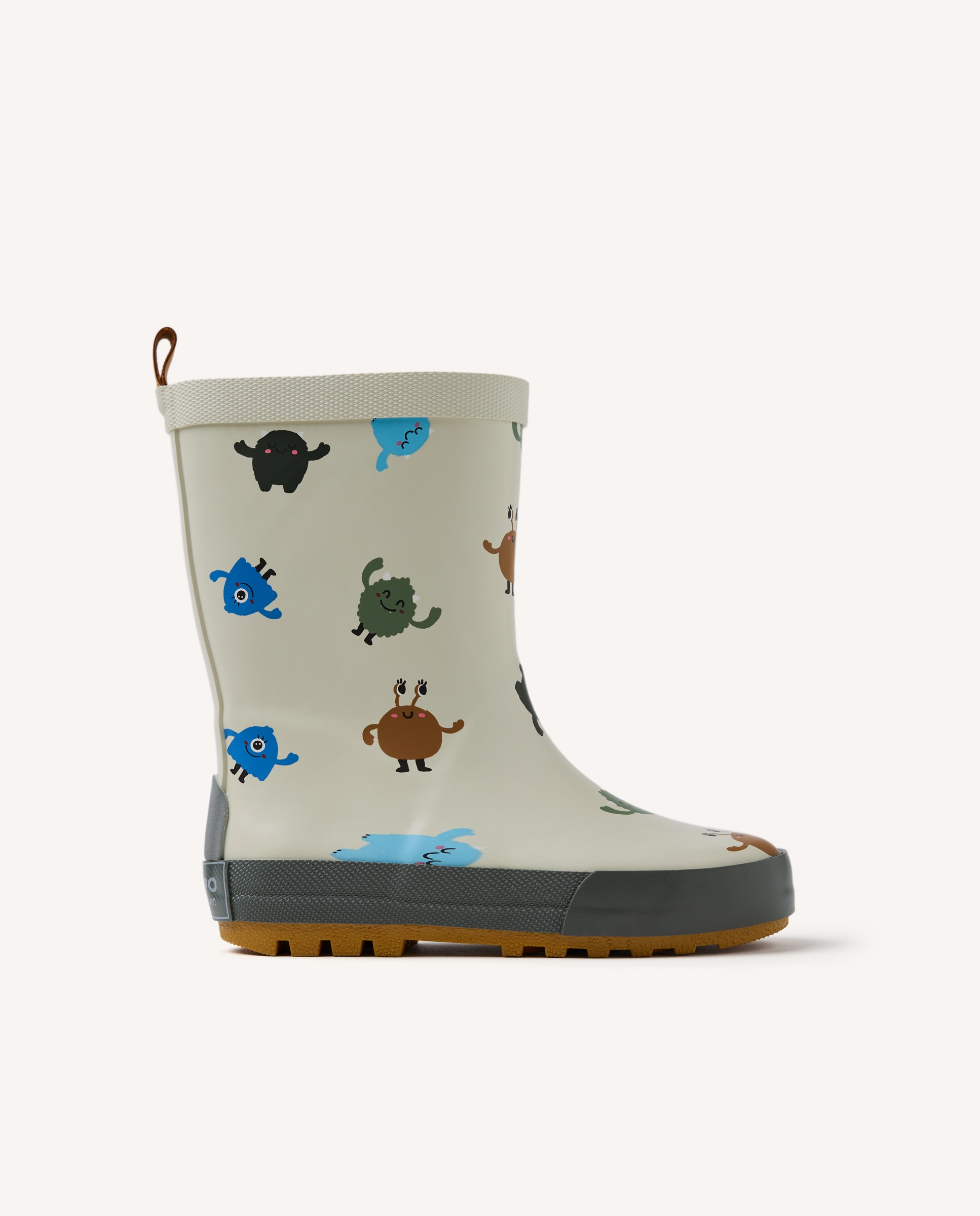 Botas de Água Infantil com Desenhos e Forro Interior de Pelo Cinzento-1
