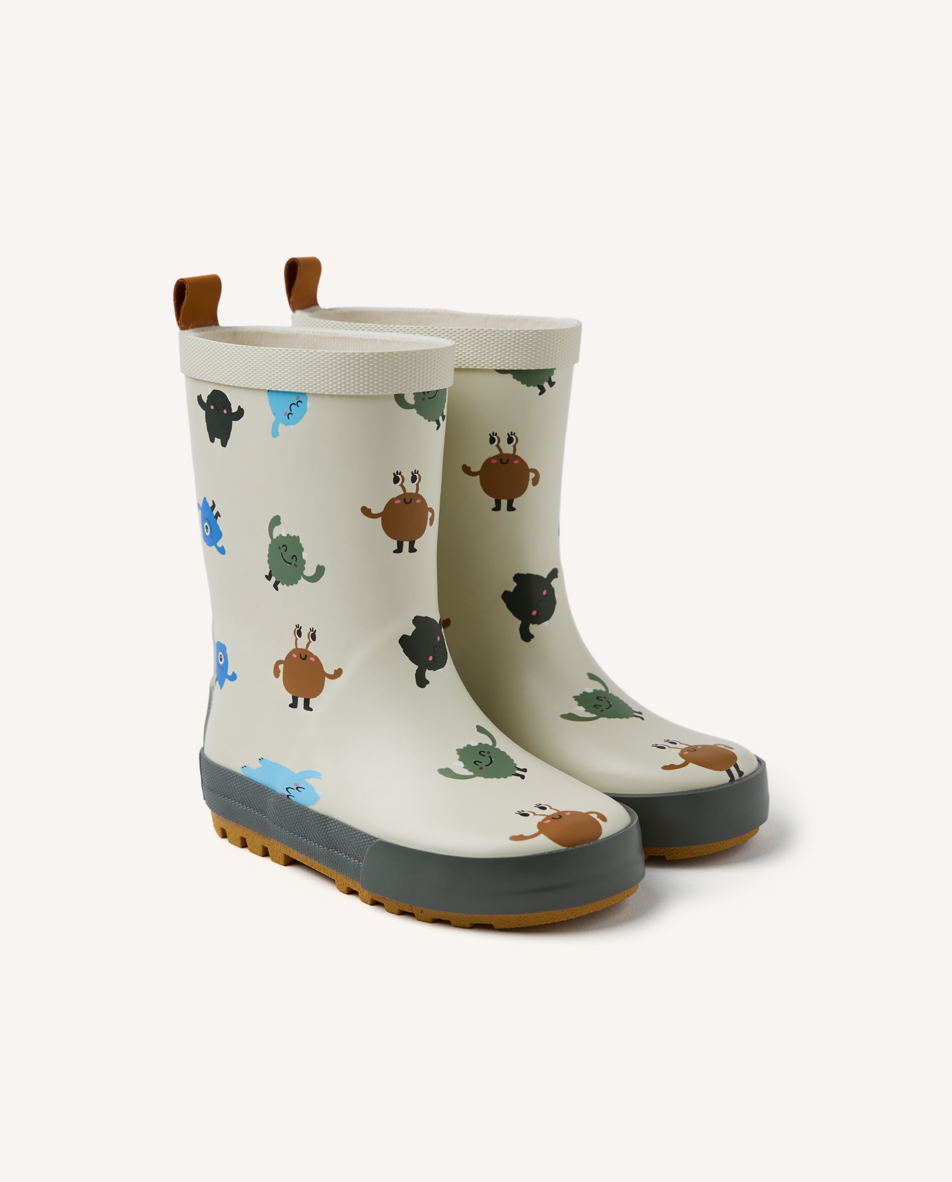 Botas de Água Infantil com Desenhos e Forro Interior de Pelo Cinzento-2