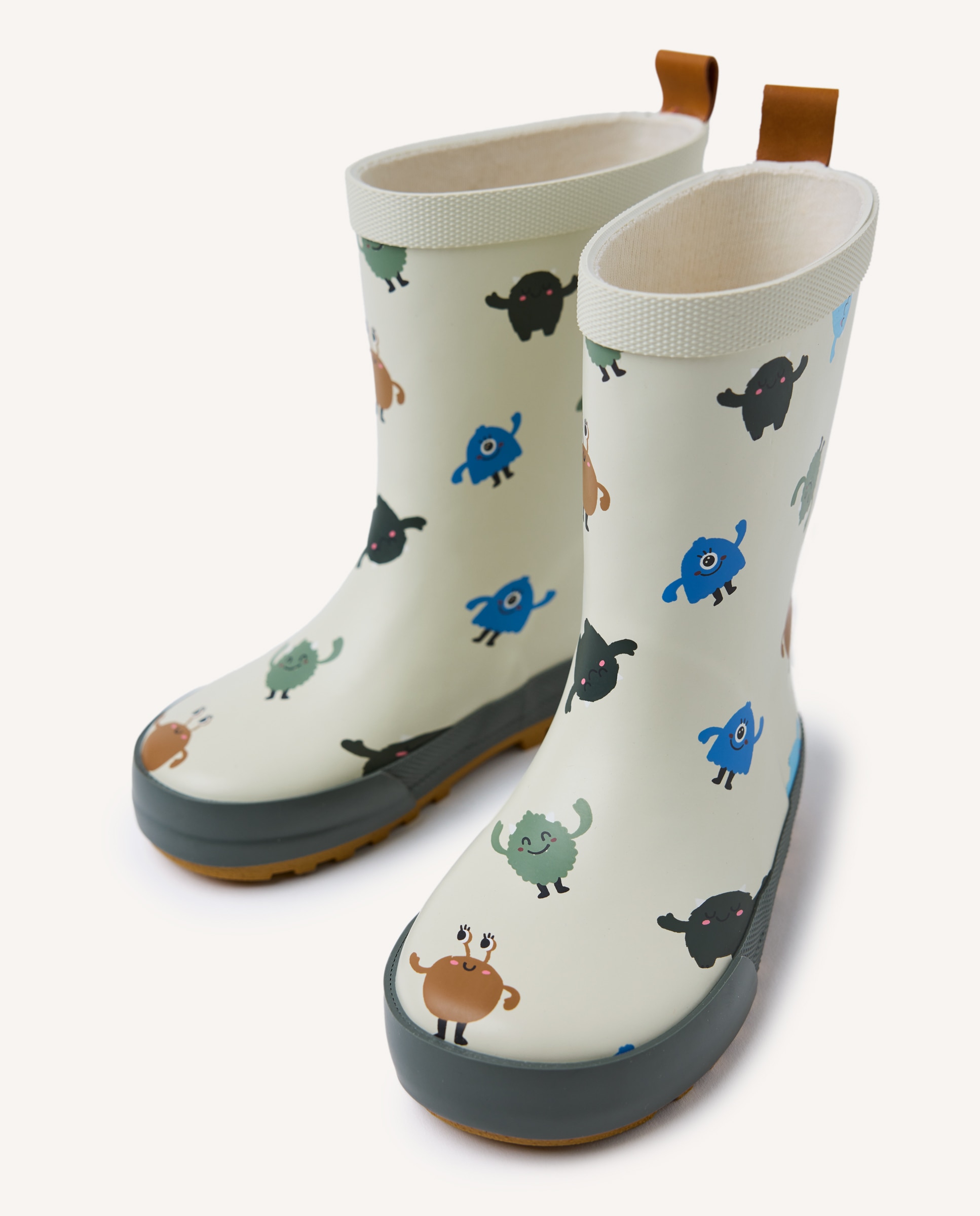 Botas de Água Infantil com Desenhos e Forro Interior de Pelo Cinzento-3
