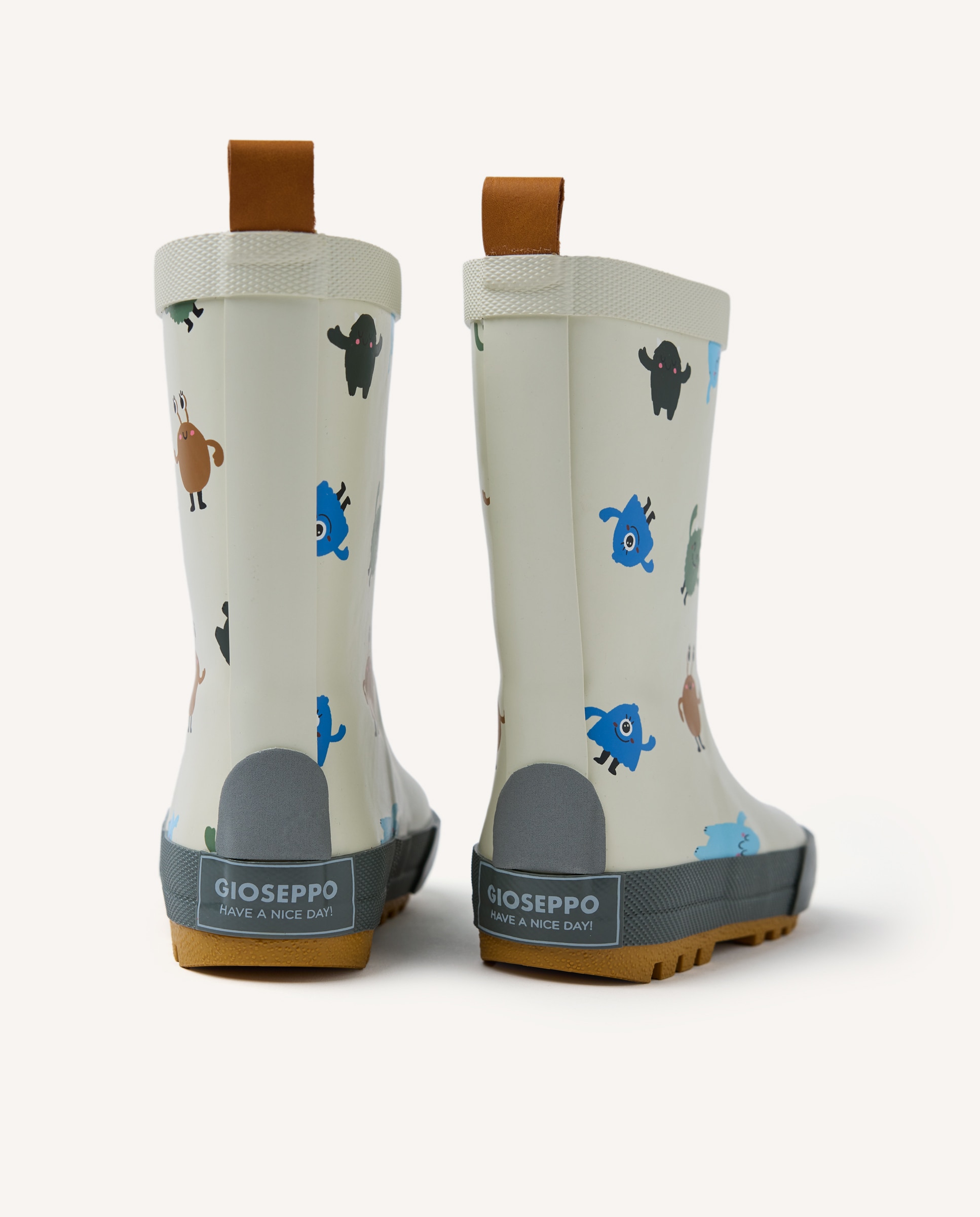 Botas de Água Infantil com Desenhos e Forro Interior de Pelo Cinzento-4