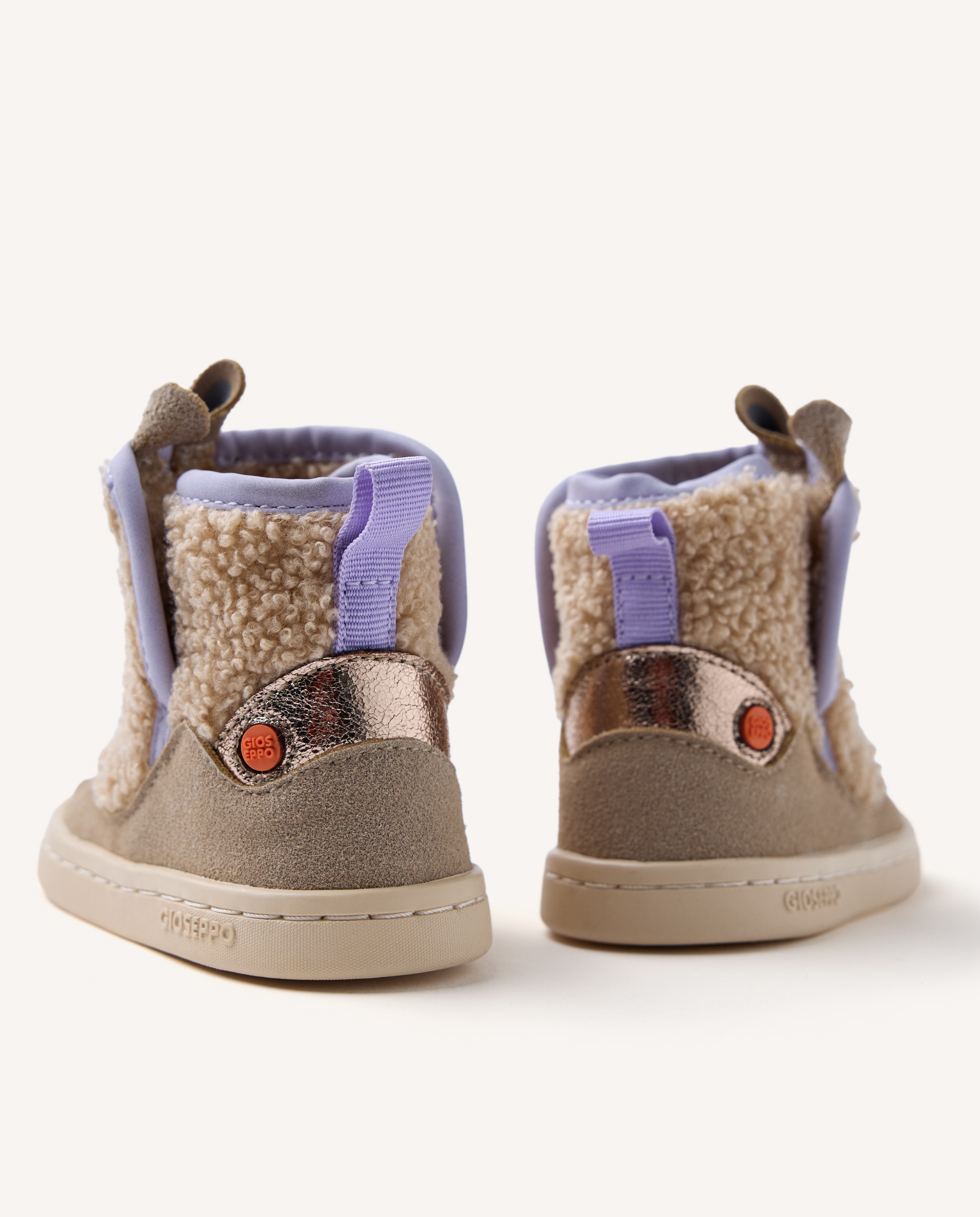 Botins para Bebé de Pelo Efeito Pelo de Ovelha com Orelhas Barefoot Taupe-5