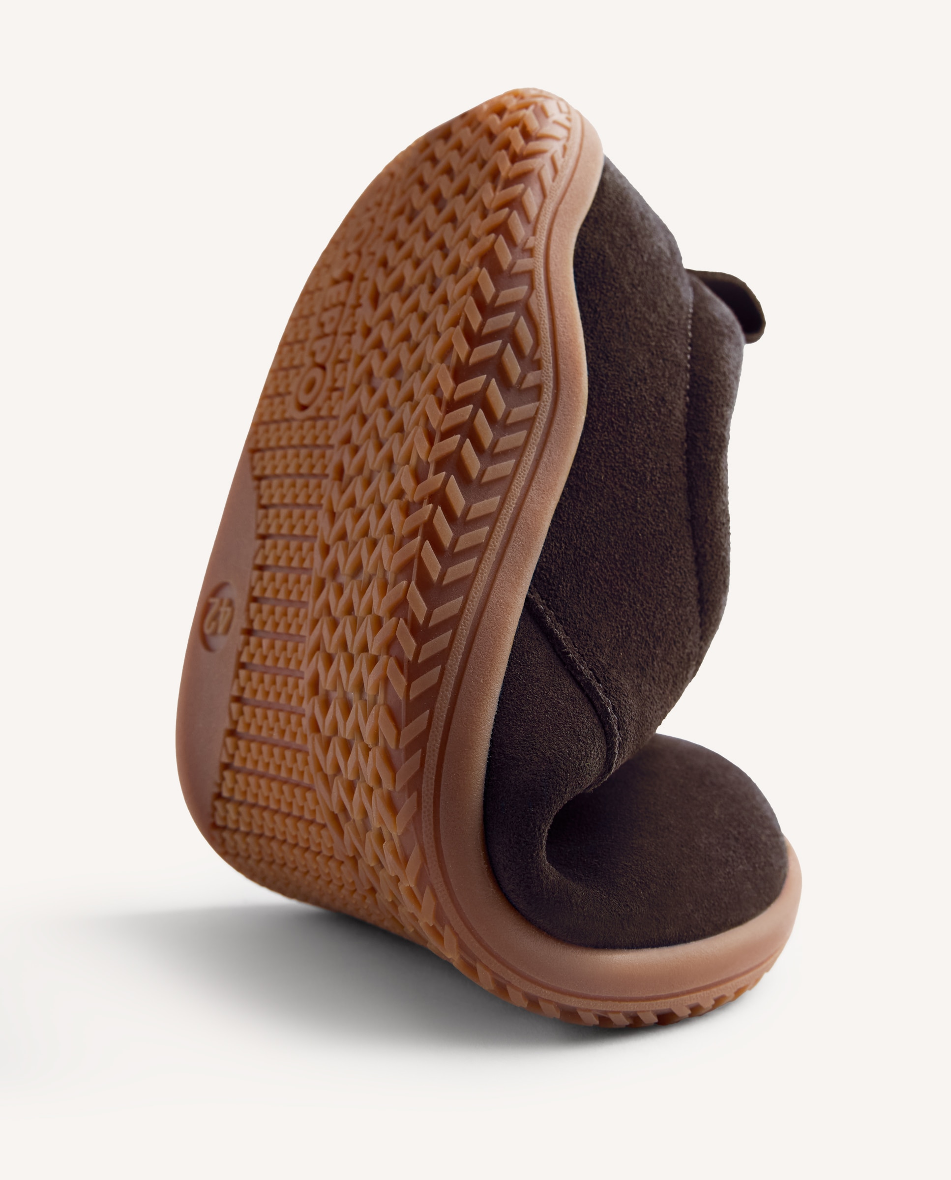 Sapatilhas Barefoot Monocolor de Pele Camurça Castanho-chocolate-4