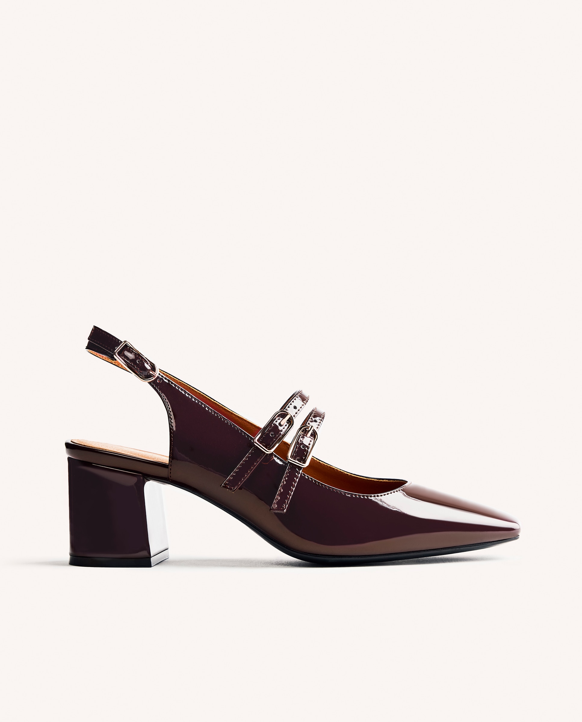 Sapatos de Salto Estilo Mary-jane Bordeaux Castanho-1