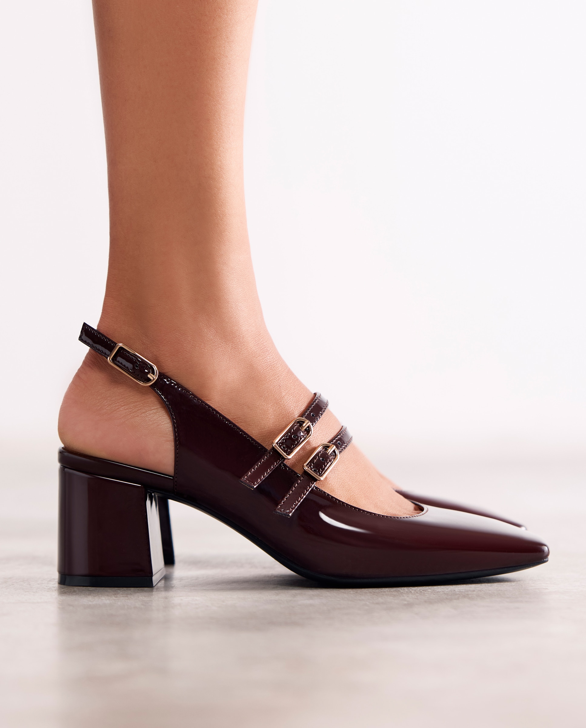 Sapatos de Salto Estilo Mary-jane Bordeaux Castanho-7