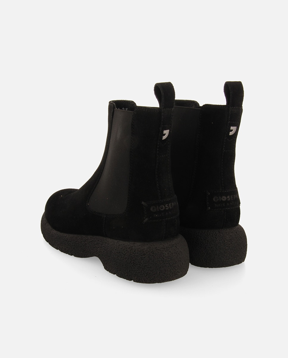 Botas de Pelo em Pele Camurça Estilo Chelsea Preto-3