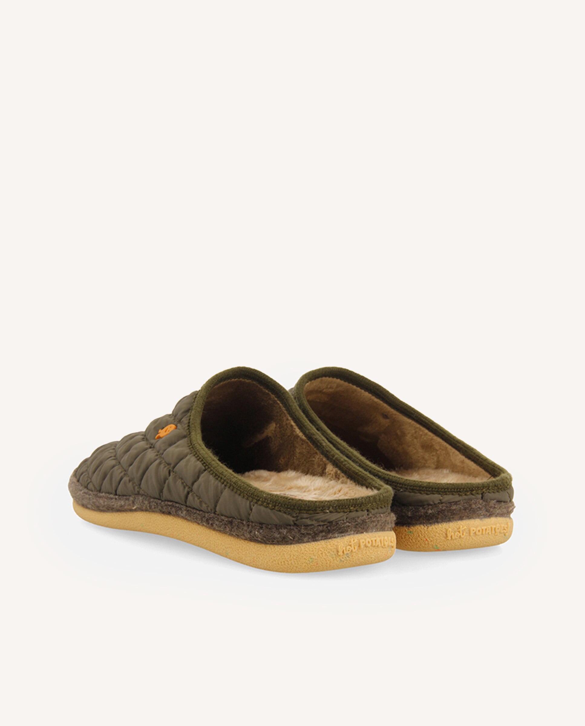 Pantufas com Sola em Contraste e Palmilha Amovível Caqui-3