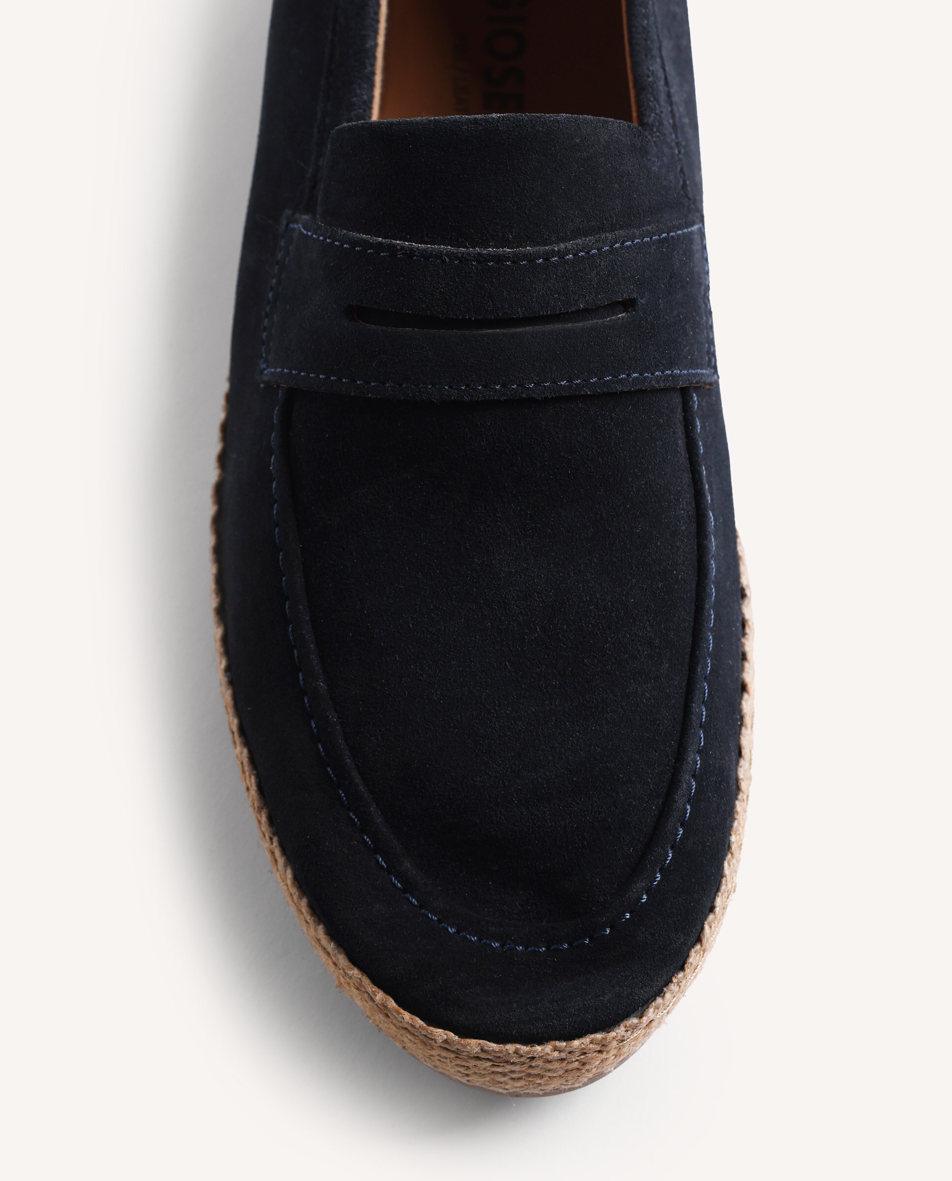 Mocassins de Pele em Acabamento Camurça e Juta Azul-marinho-3