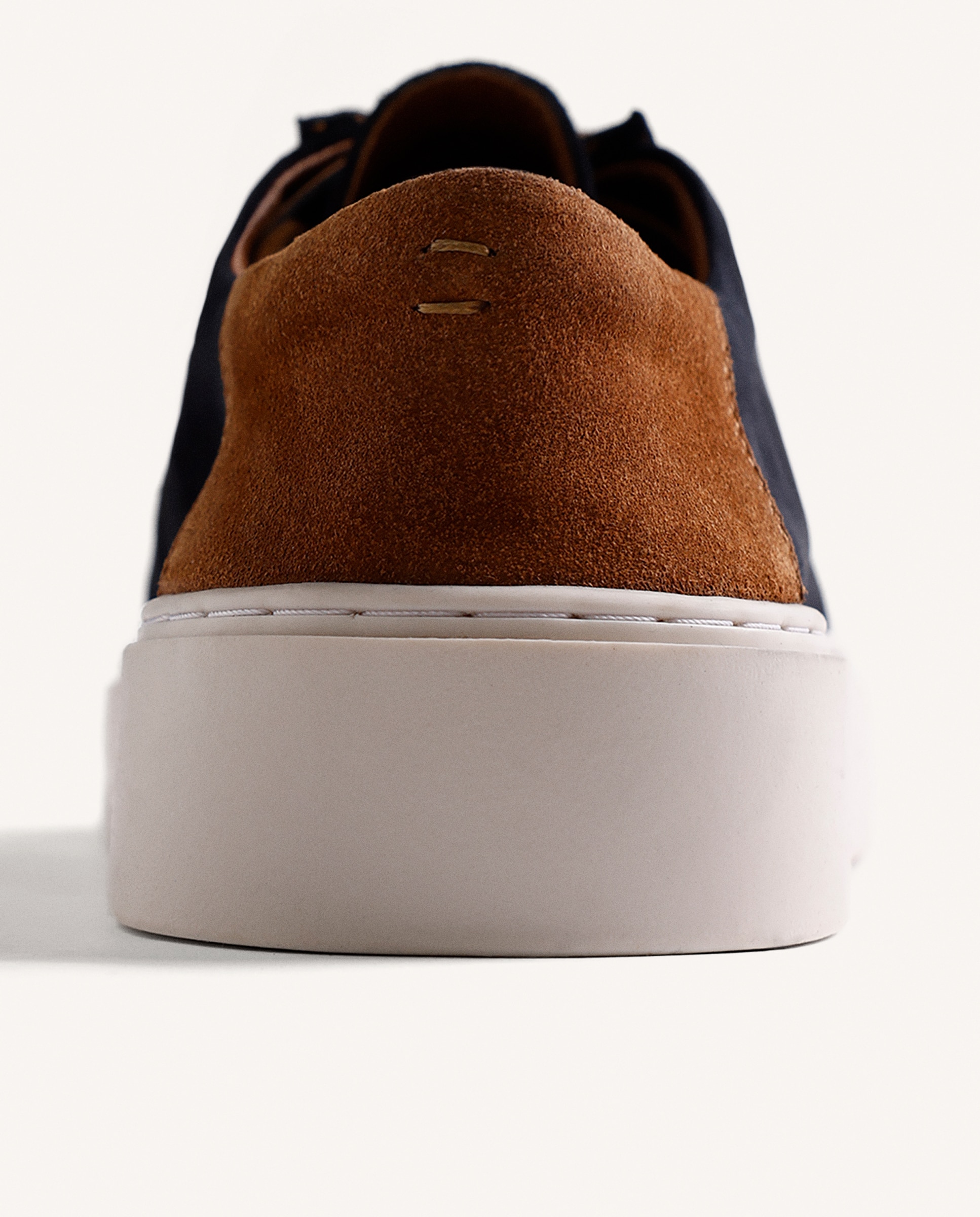 Bluchers Estilo Wallabees de Pele em Acabado Camurça Azul-marinho-4