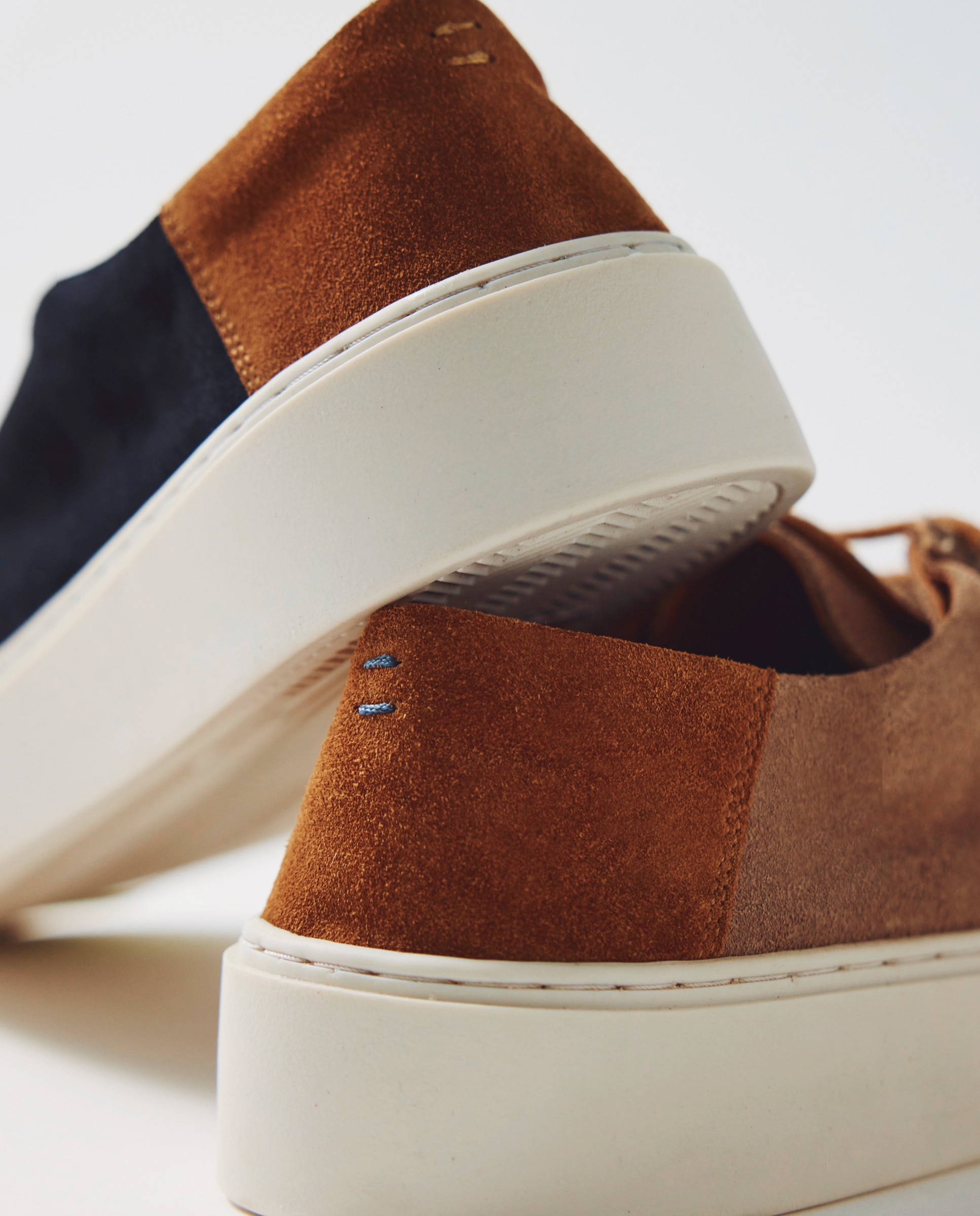 Bluchers Estilo Wallabees de Pele em Acabado Camurça Azul-marinho-6