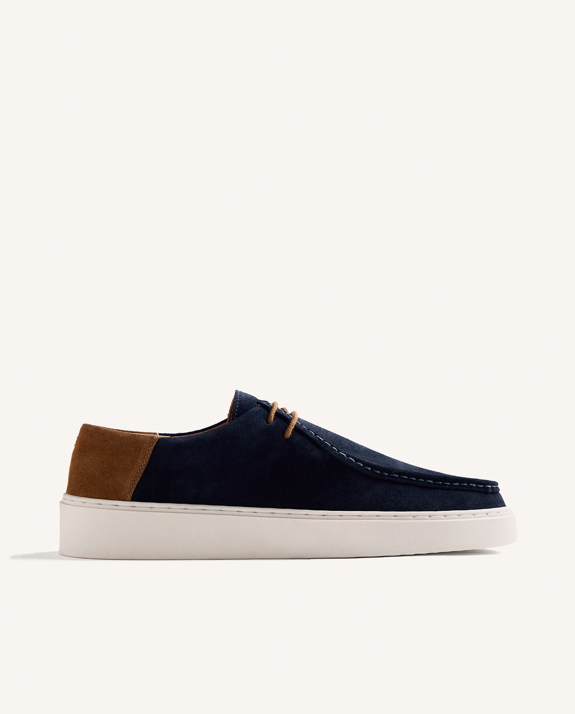 Bluchers Estilo Wallabees de Pele em Acabado Camurça Azul-marinho-1