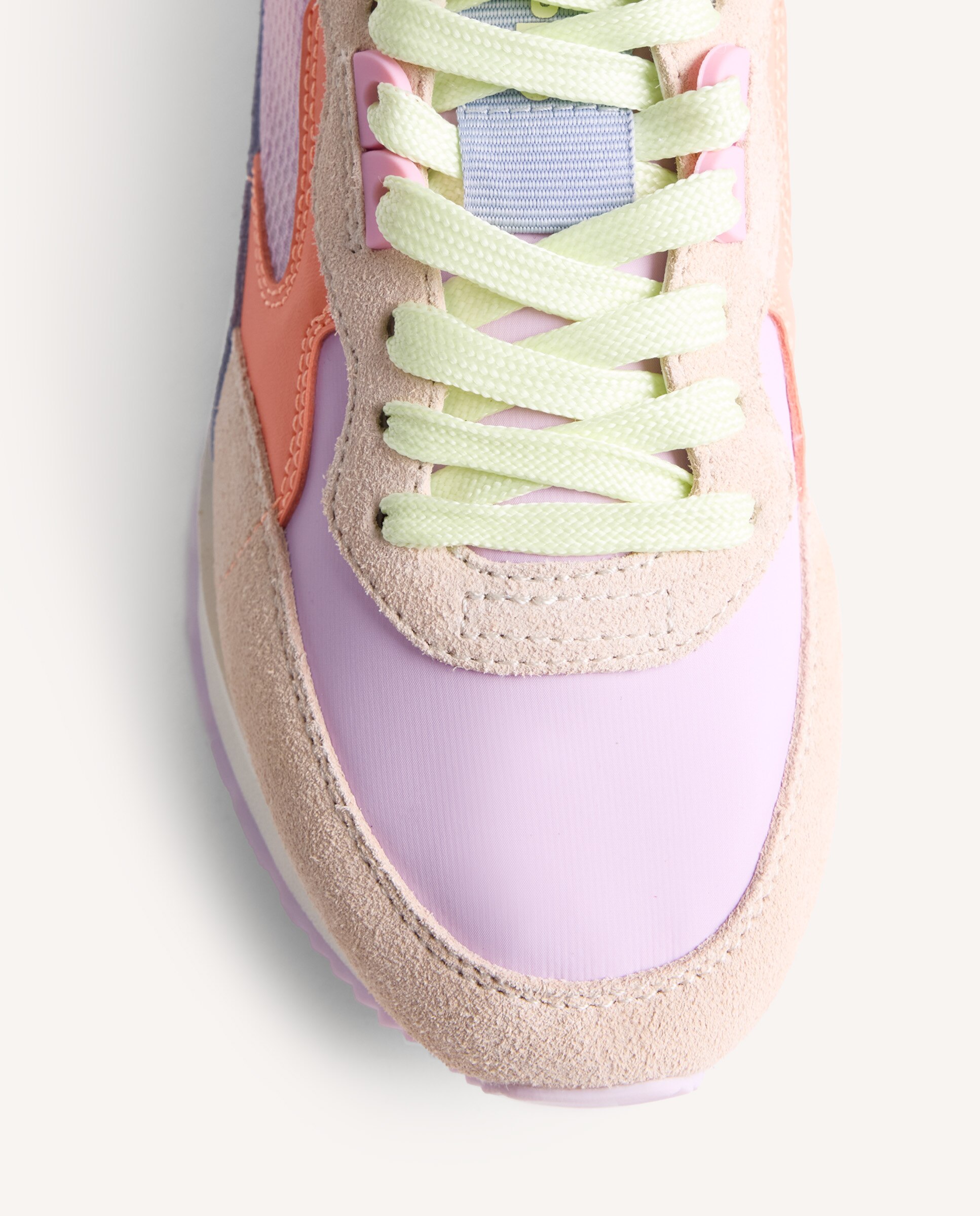 Sapatilhas Desportivas de Pele com Contraste de Cores e Texturas Malva-3