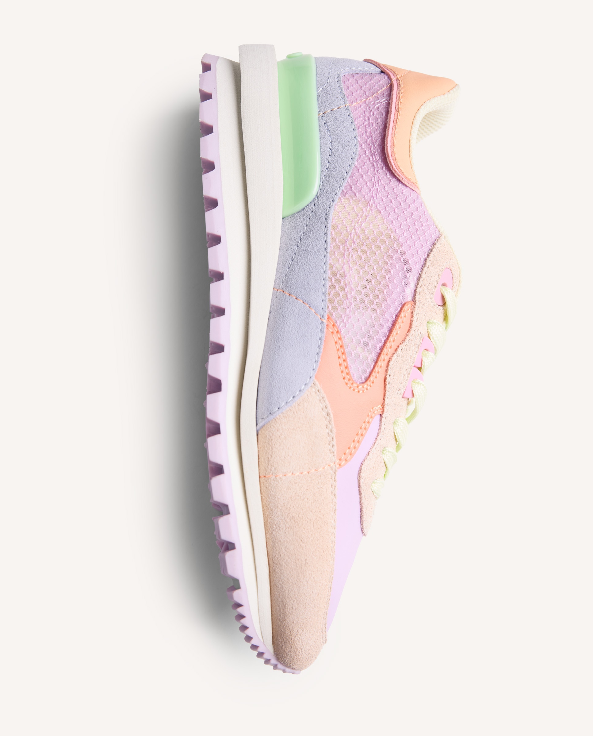 Sapatilhas Desportivas de Pele com Contraste de Cores e Texturas Malva-4