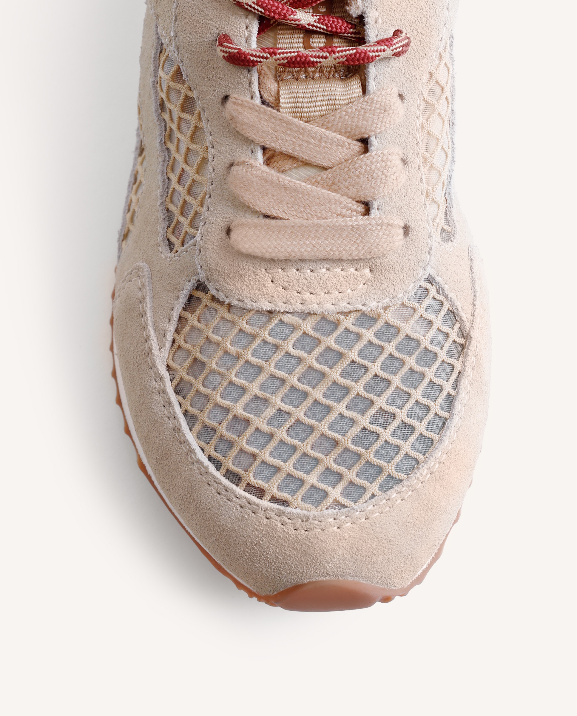 Sapatilhas Desportivas Monocolor com Pele Camurça e Rede Bege-3