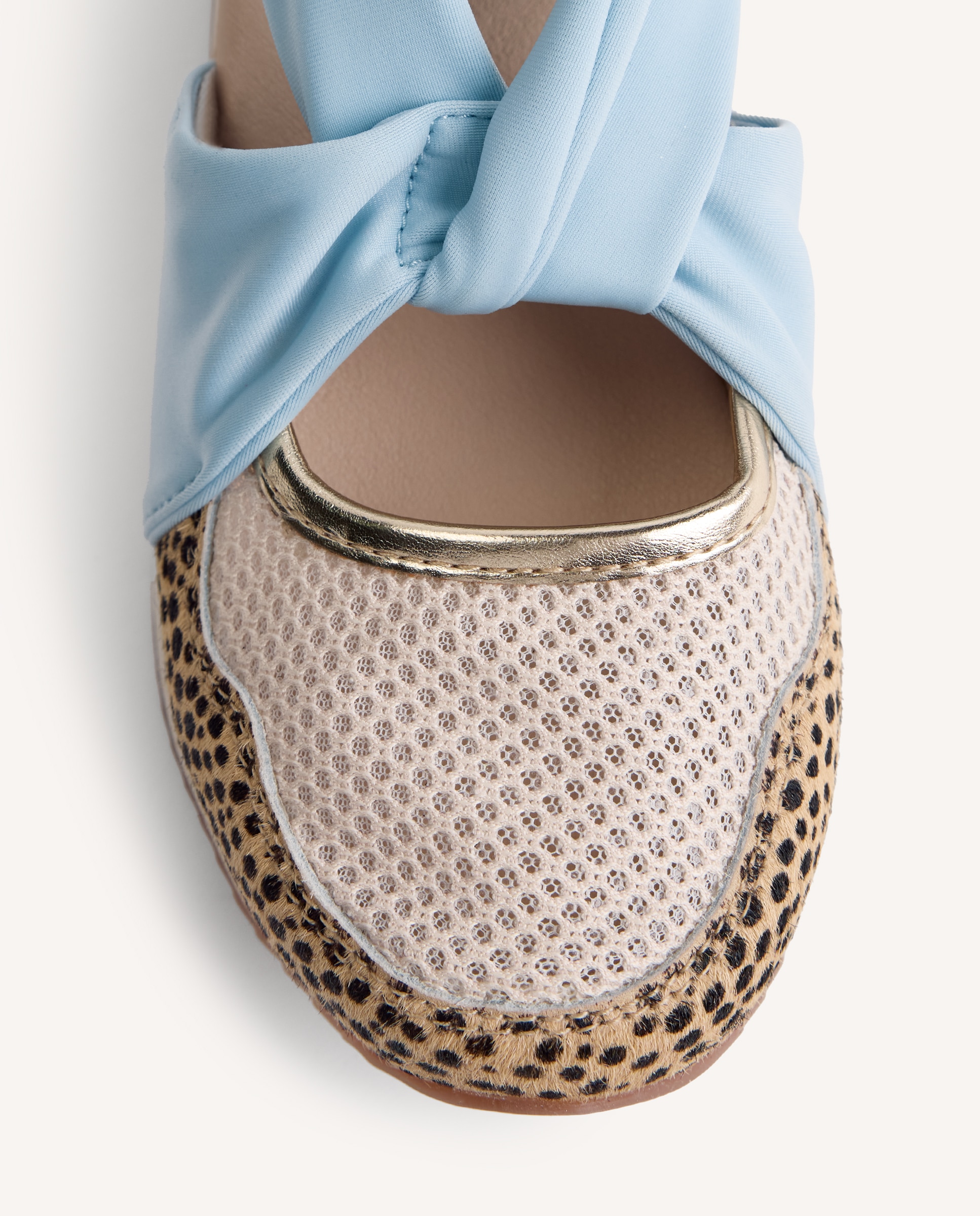 Sandálias de Cunha Estilo Desportivo Abertas com Estampado de Leopardo e Fecho Elástico Azul-claro-3