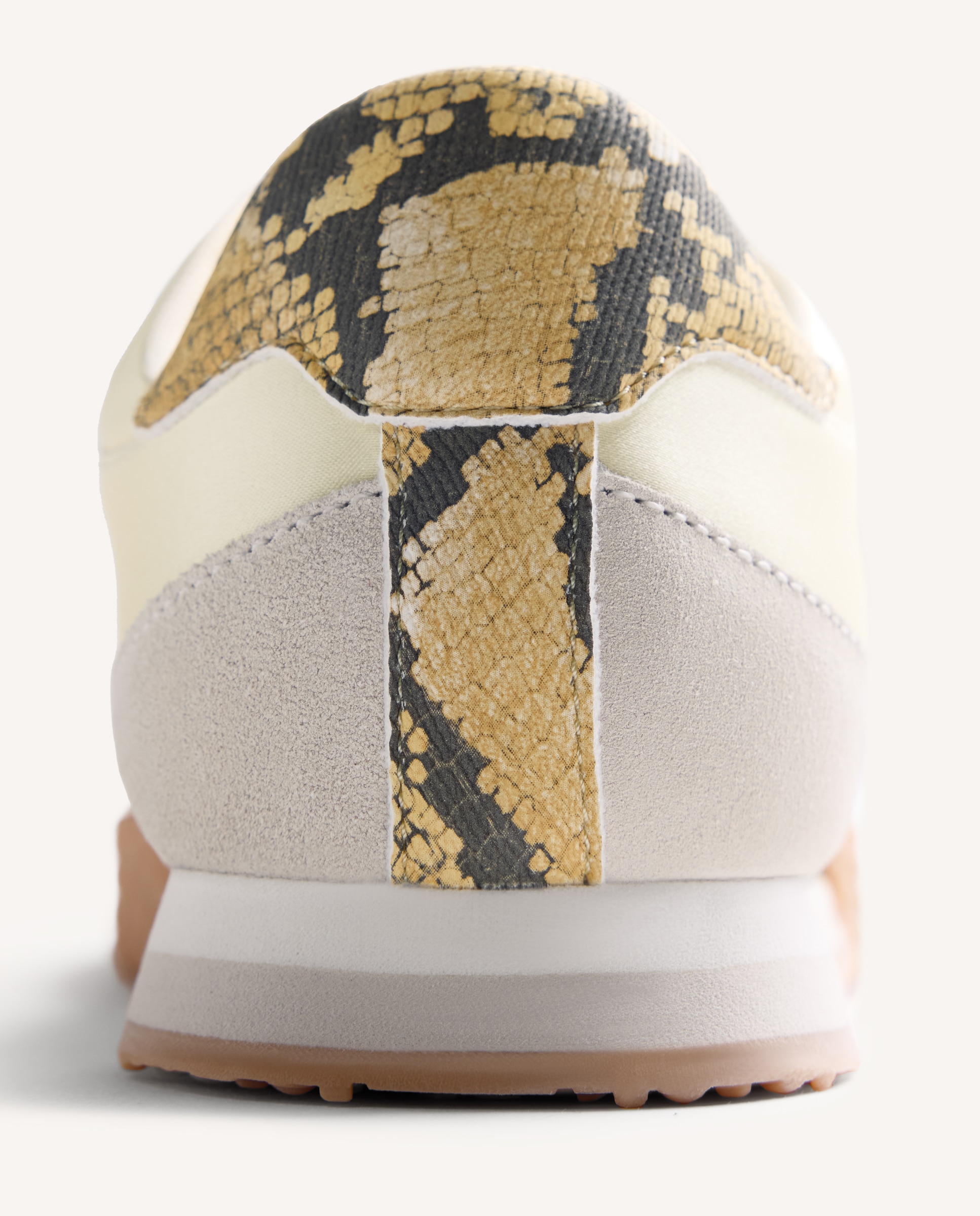 Sapatilhas Desportivas de Pele com Estampado de Serpente e Detalhes Brilhantes Amarelo-5