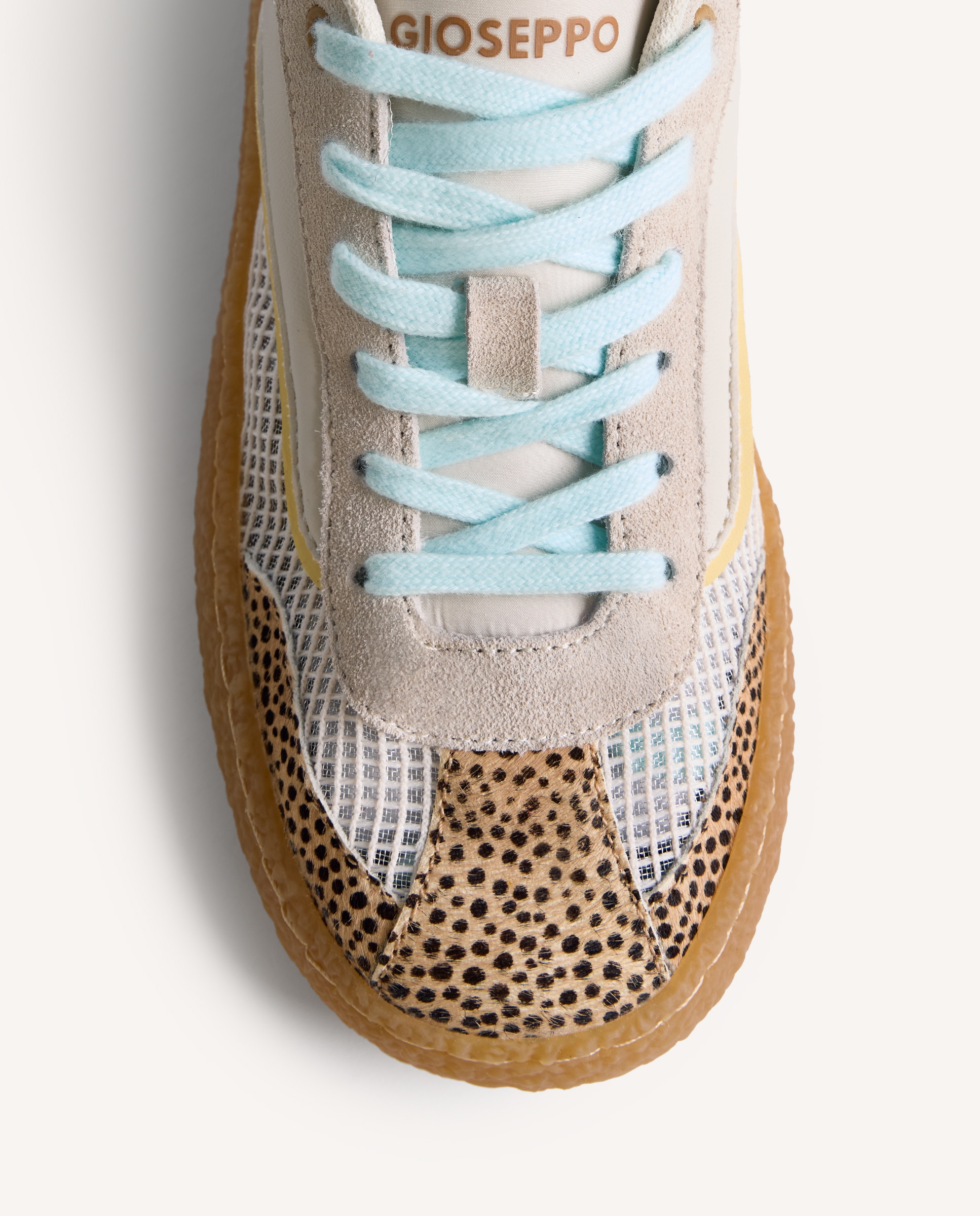 Sapatilhas Desportivas com Pele Camurça, Rede Sobreposta e Estampado Animal Bege / Castanho-3