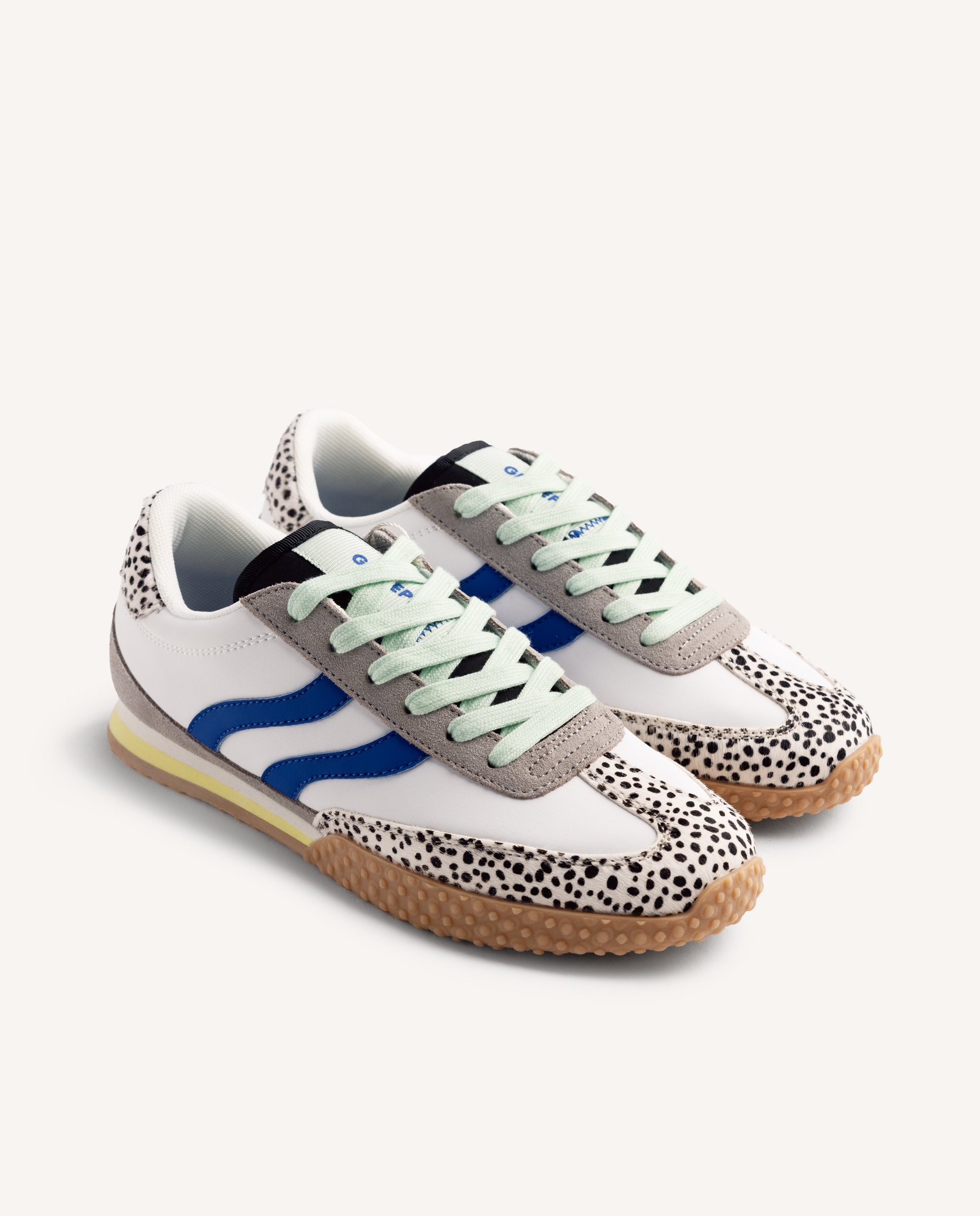 Sapatilhas Desportivas de Pele com Estampado Animal Azul-2