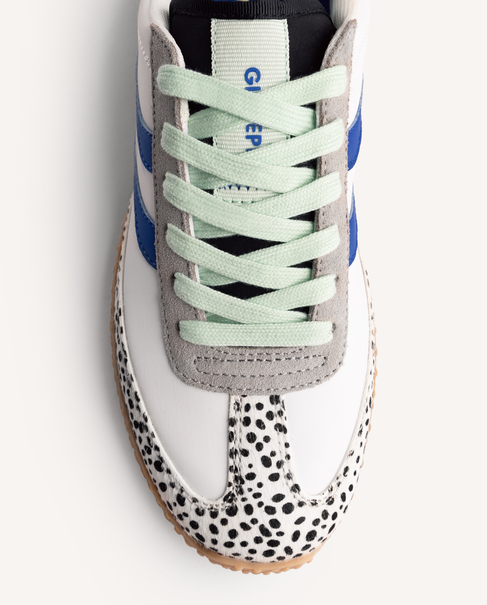 Sapatilhas Desportivas de Pele com Estampado Animal Azul-3